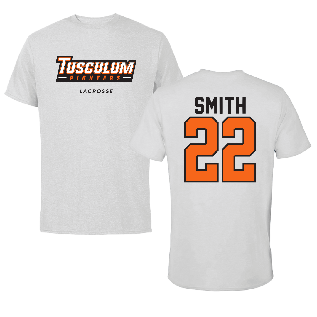 Tusculum University Lacrosse Light Gray Tee - #22 Garrett Smith