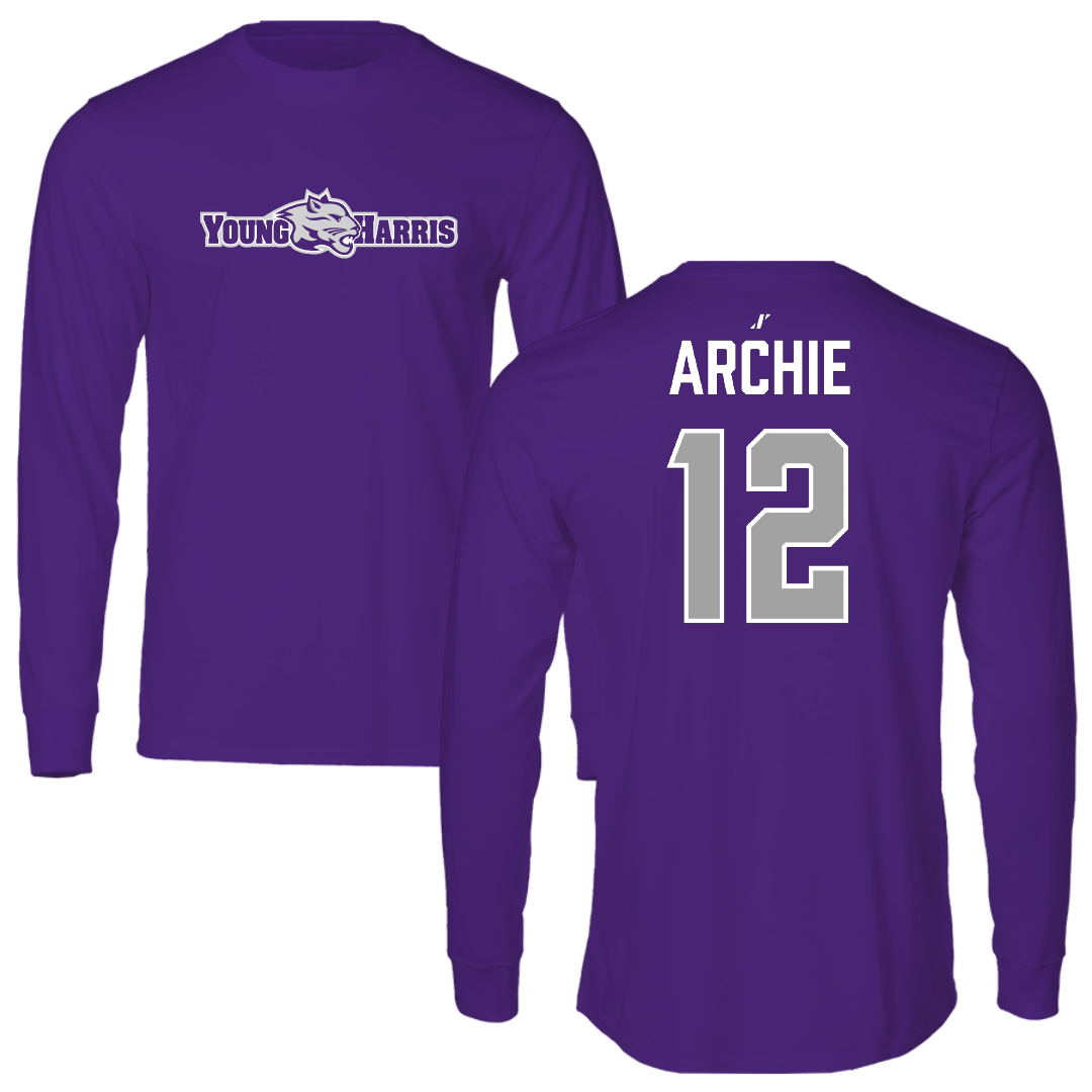 Young Harris College Baseball Purple Performance Long Sleeve - #12 Mason Archie