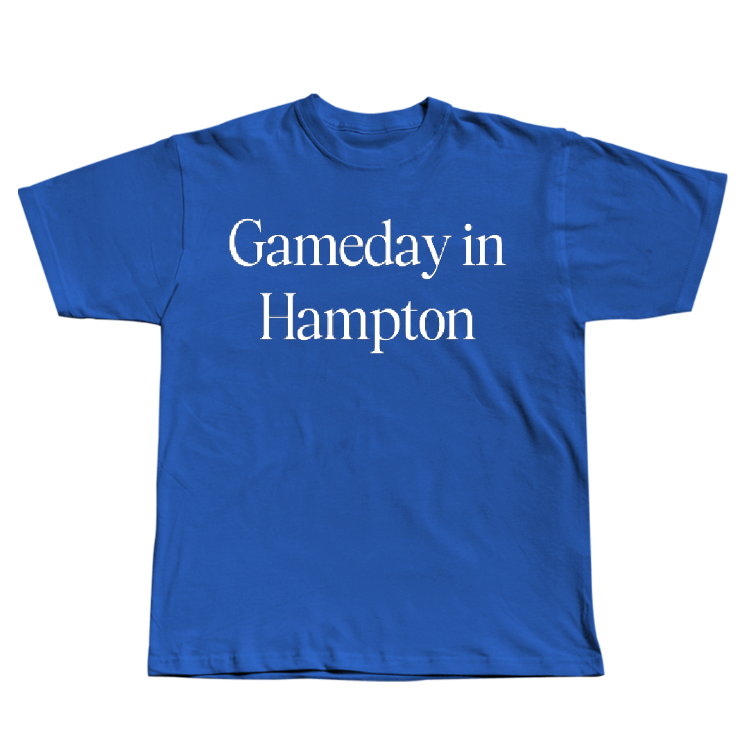 Hampton University Football Blue Gameday Tee - #52 Jacqui Vaughan