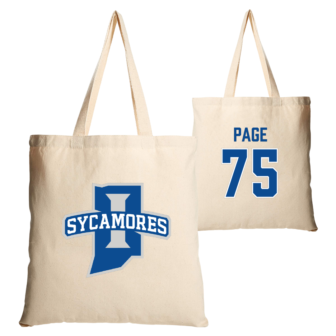 Indiana State University Football Tan Canvas Tote Bag - #75 Andrew Page