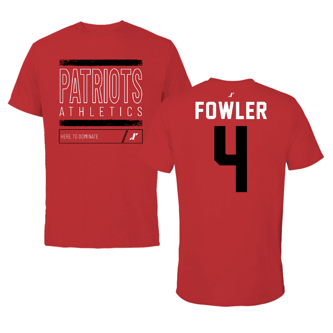 Dallas Baptist University Ice Hockey Red Dominate Performance Tee - #4 Austin Fowler