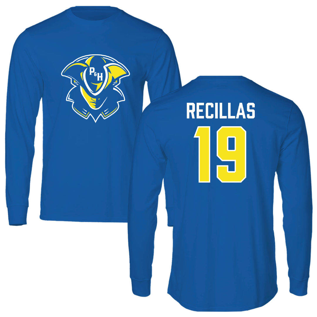 Patrick & Henry Community College Soccer (M) Blue Performance Long Sleeve - #19 Ian Recillas