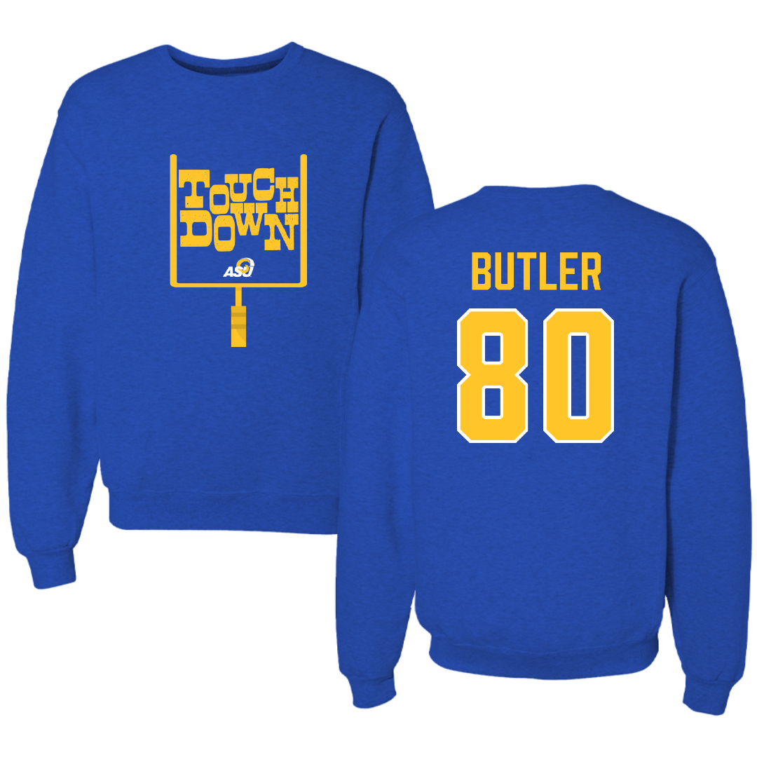 Angelo State University Football Blue Touchdown Crewneck - #80 Tyler Butler