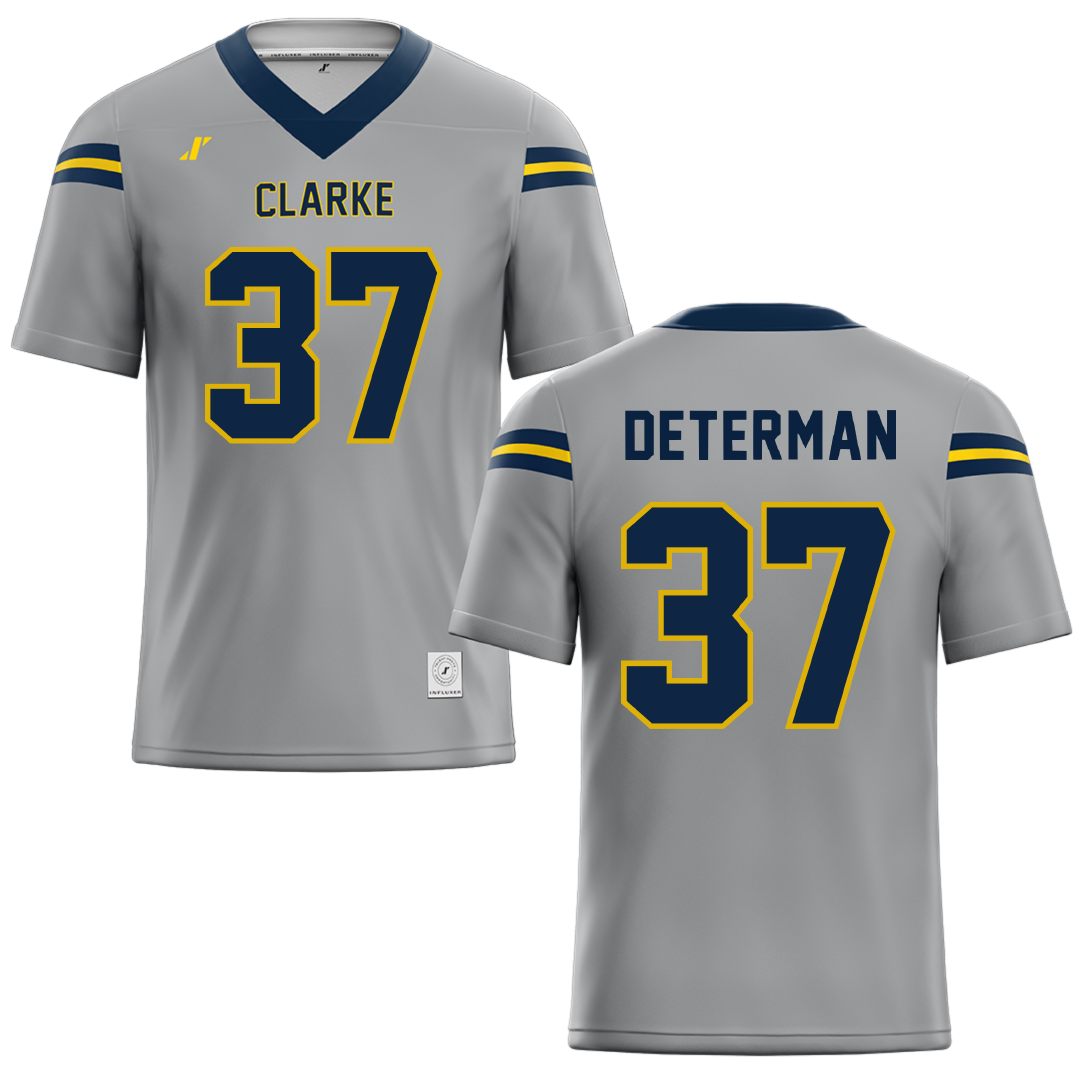 Clarke University Gray Football Jersey - #37 Brok Determan