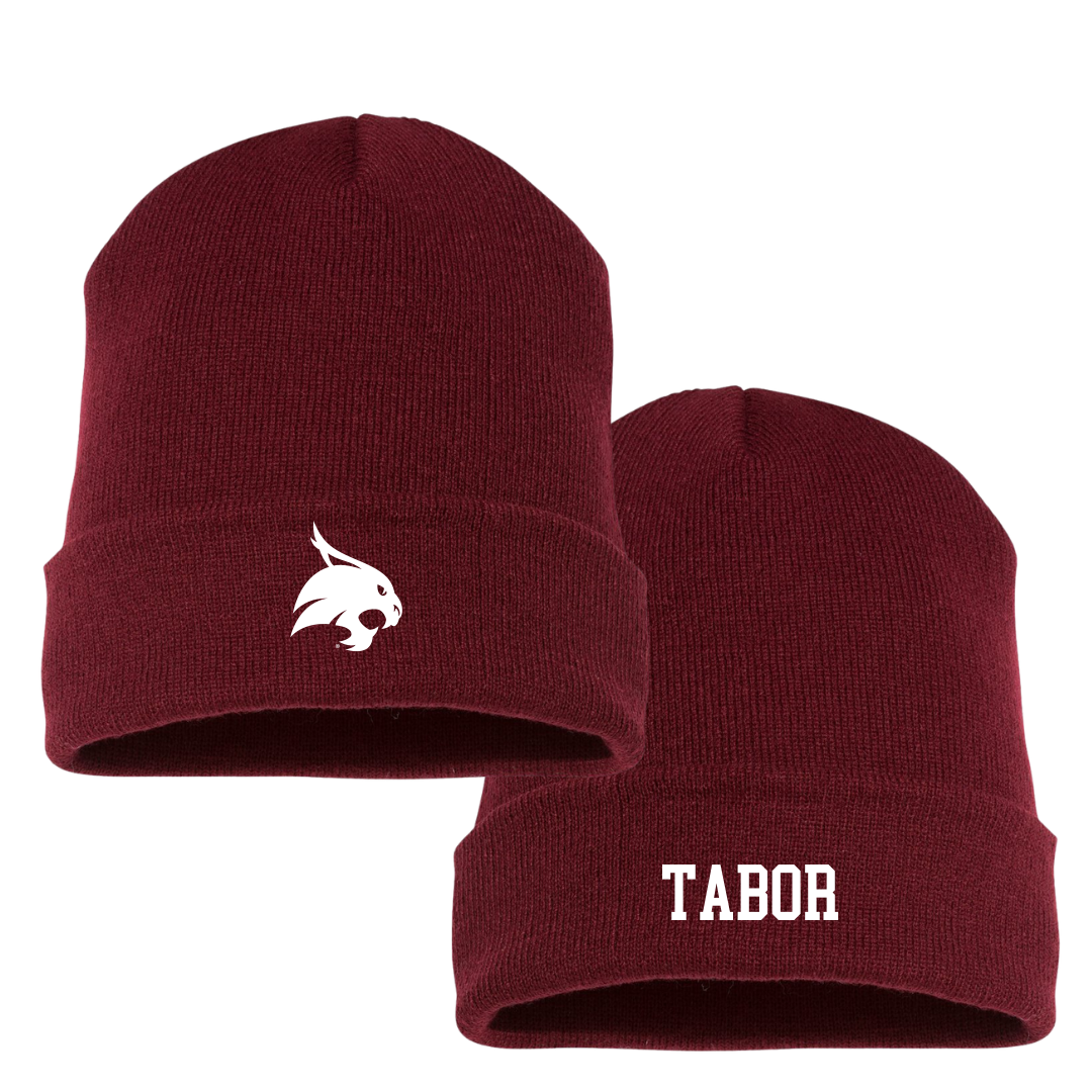 Texas State University Baseball Maroon Beanie - #1 Cole Tabor