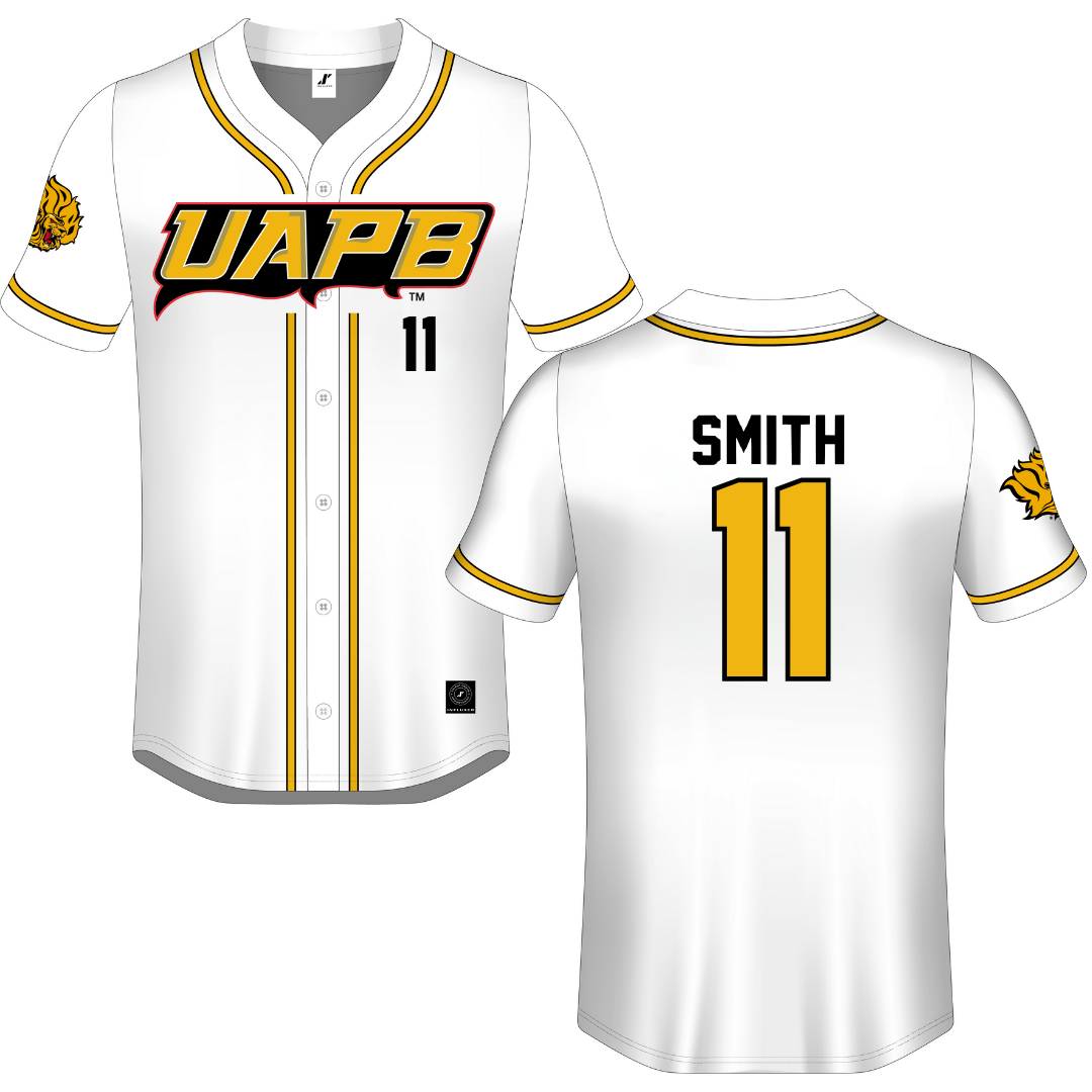 University of Arkansas-Pine Bluff White Button-Down Jersey - #11 Ian Smith