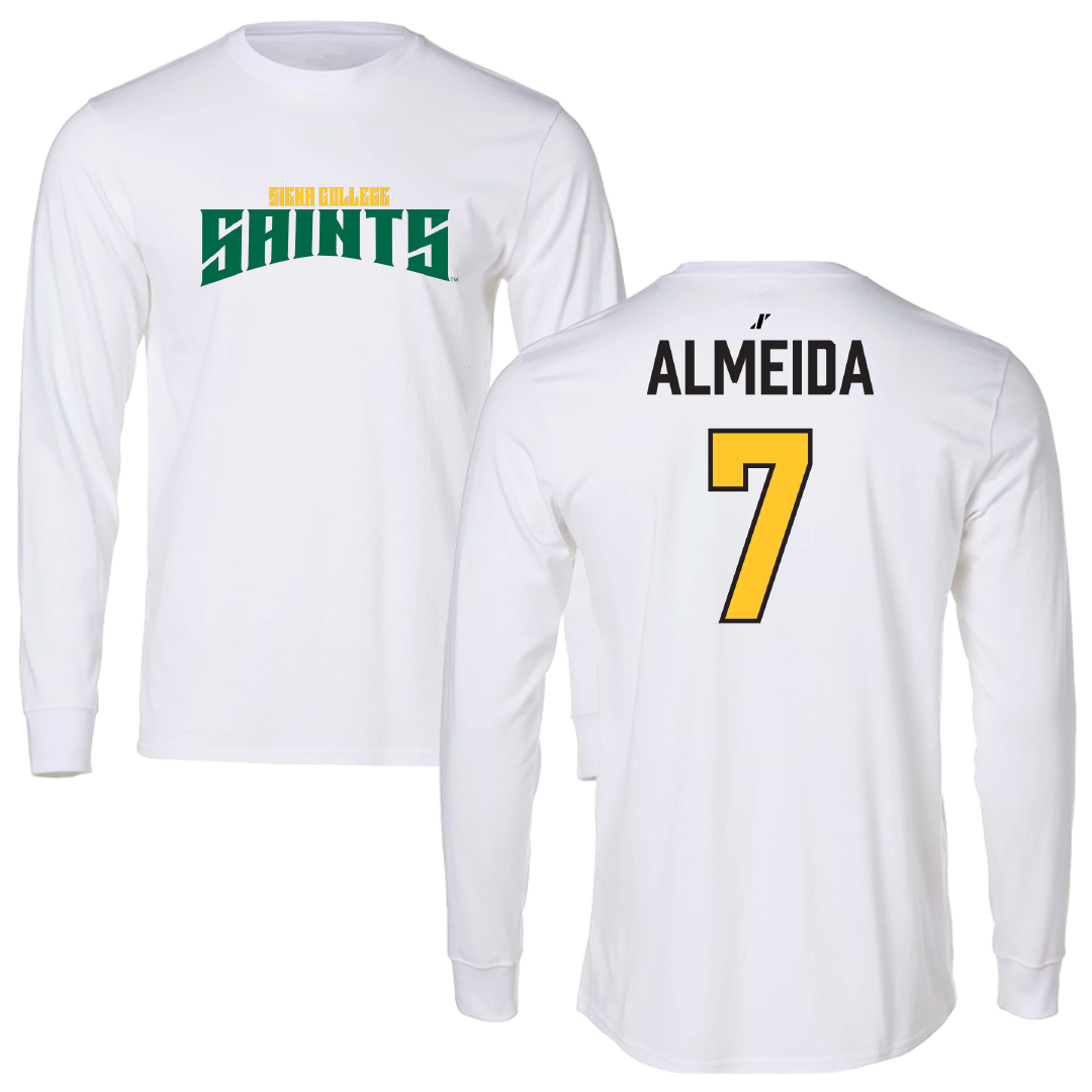 Siena University Soccer (M) White Classic Long Sleeve - #7 Lucas Almeida