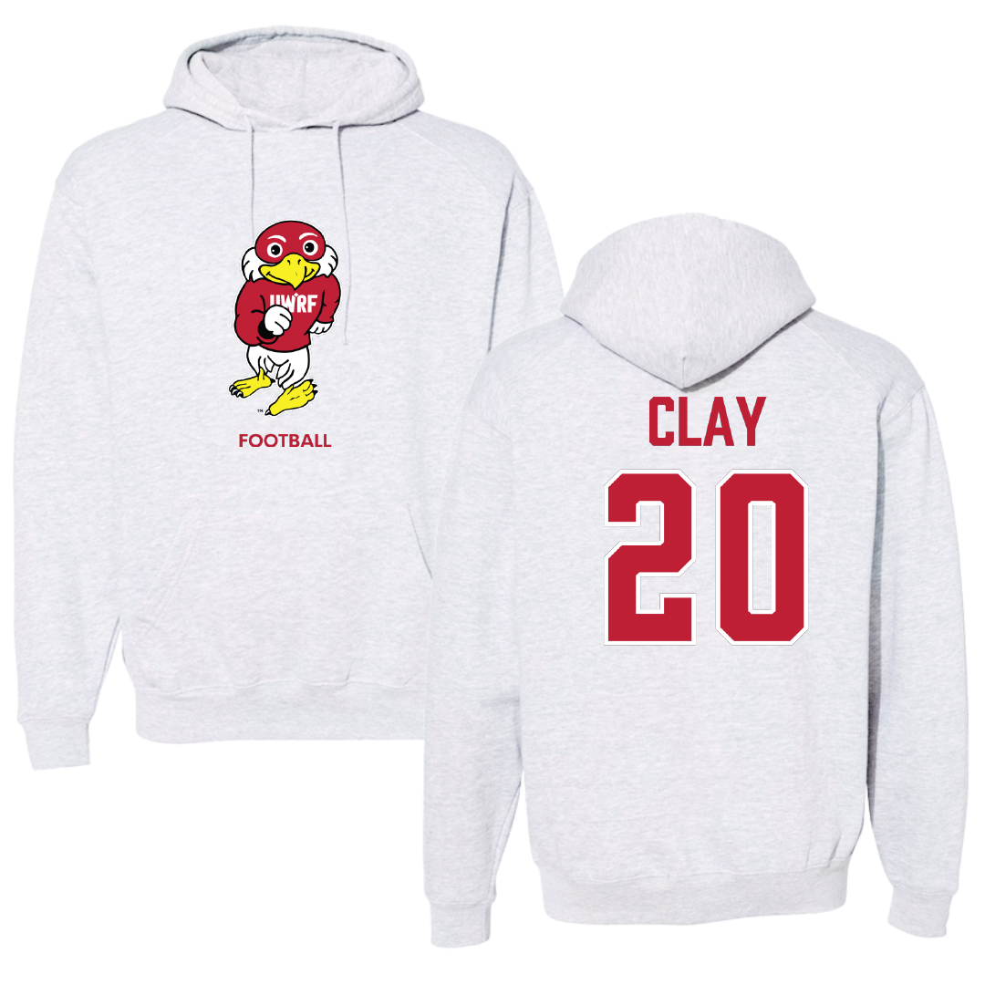 University of Wisconsin-River Falls Football Light Gray Hoodie - #20 TJ Clay