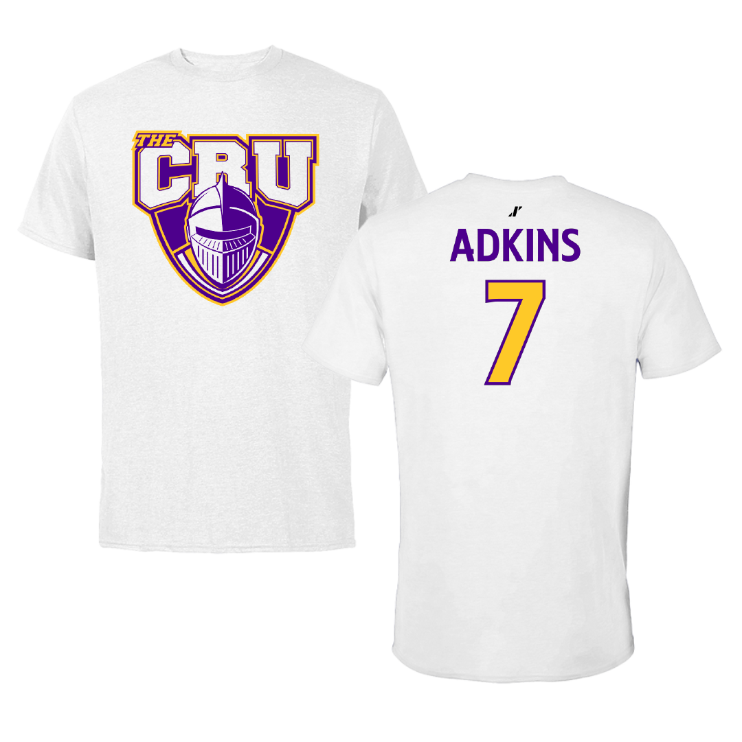 University of Mary Hardin-Baylor Beach Volleyball White Performance Tee - #7 Shelbee Adkins