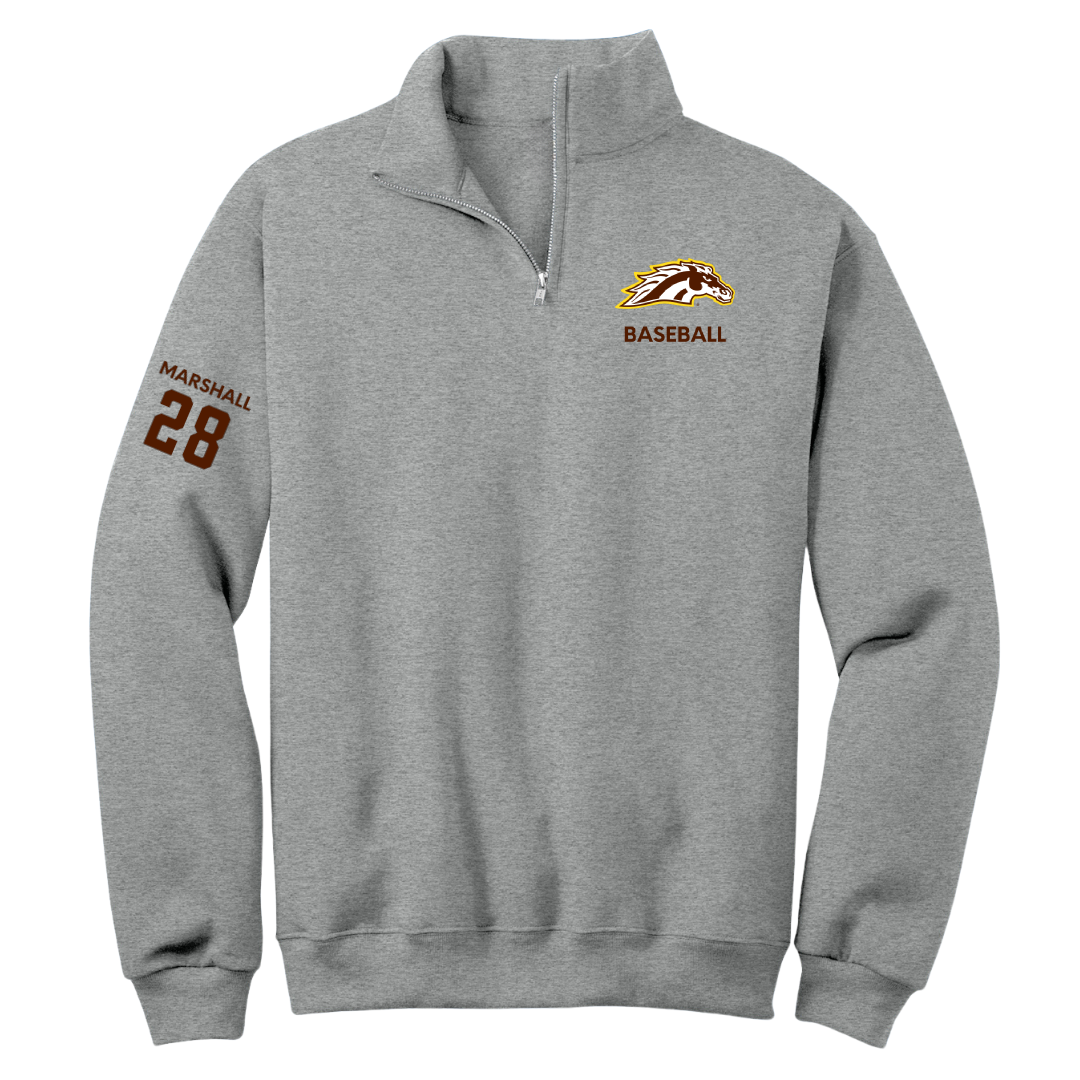 Western Michigan University Baseball Sport Gray Quarter-Zip - #28 Trevor Marshall