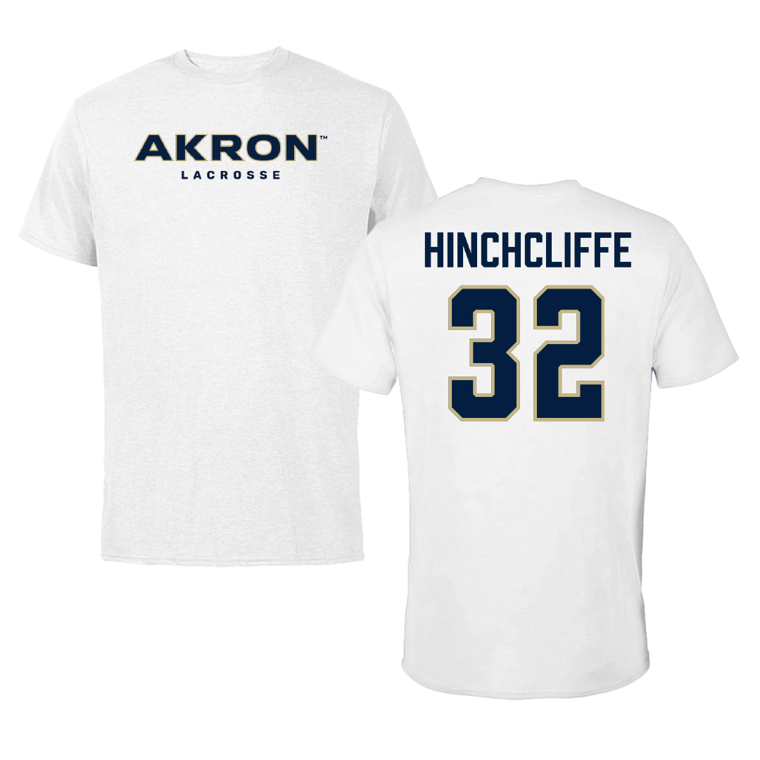 University of Akron Lacrosse (W) White Tee - #32 Savannah Hinchcliffe