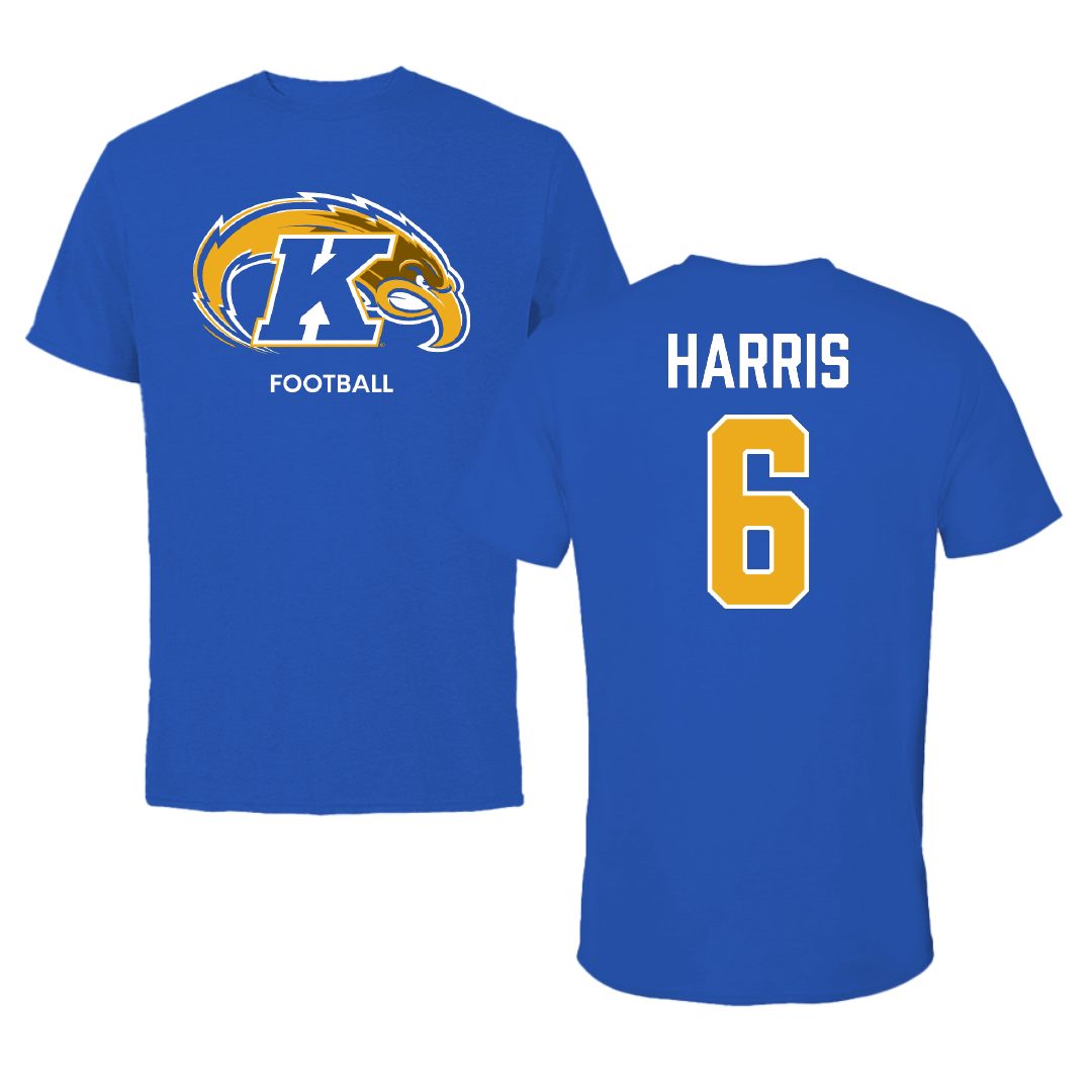 Kent State University Football Blue Performance Tee - #6 Wayne Harris