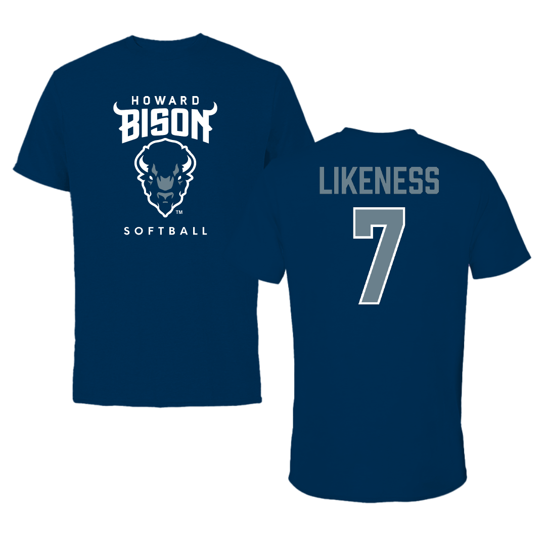 Howard University Softball Navy Performance Tee - #7 Caydence Likeness