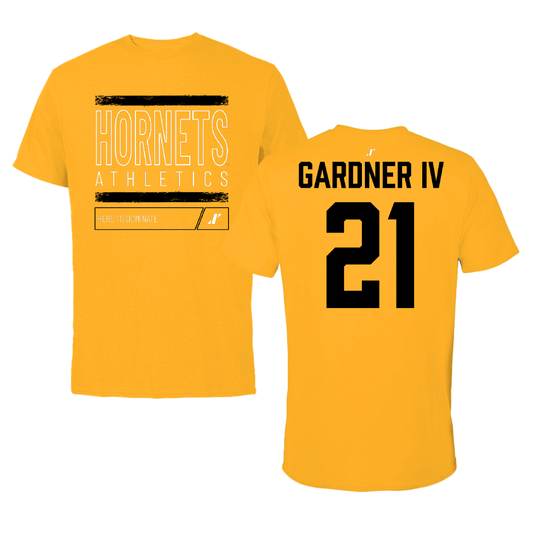 Alabama State University Football Gold Dominate Tee - #21 JR Gardner IV