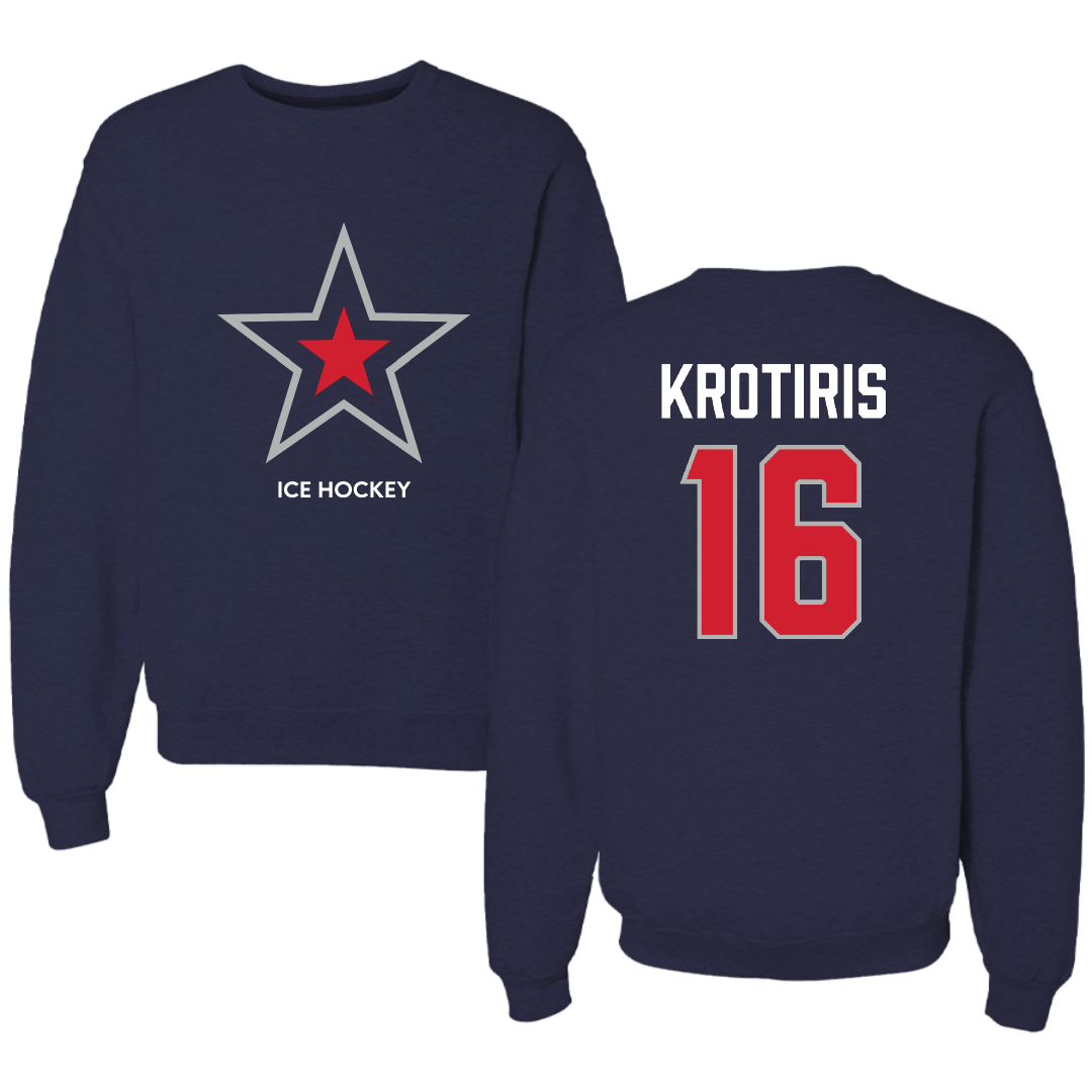 Robert Morris University Ice Hockey (M) Navy Mascot Crewneck - #16 George Krotiris