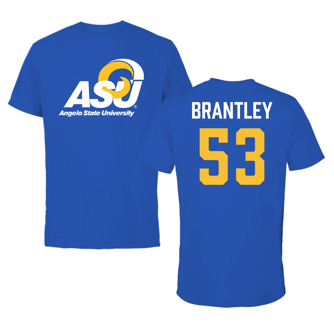 Angelo State University Football Blue Performance Tee - #53 Antwone Brantley