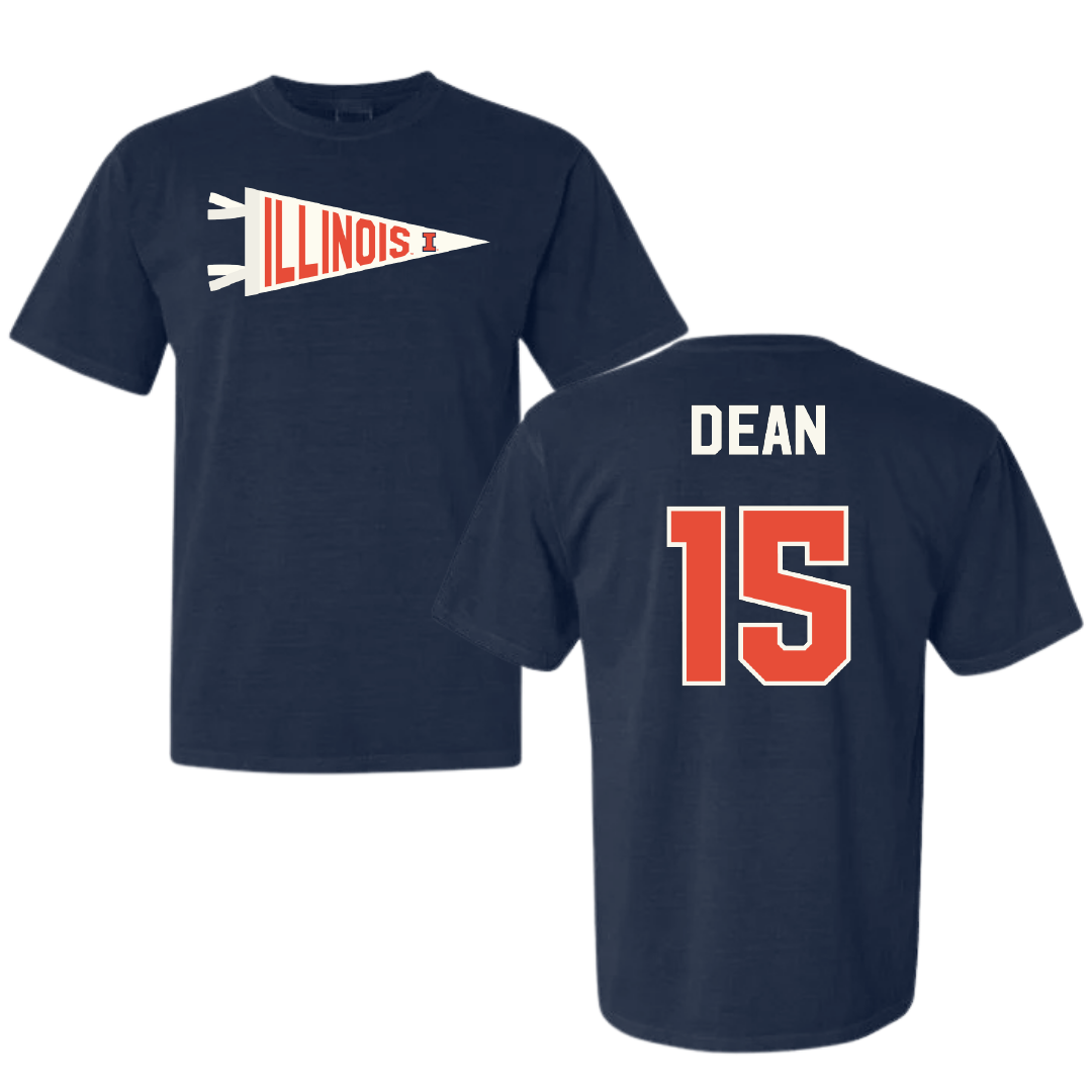University of Illinois Volleyball Navy Pennant Comfort Colors Tee - #15 Gabby Dean