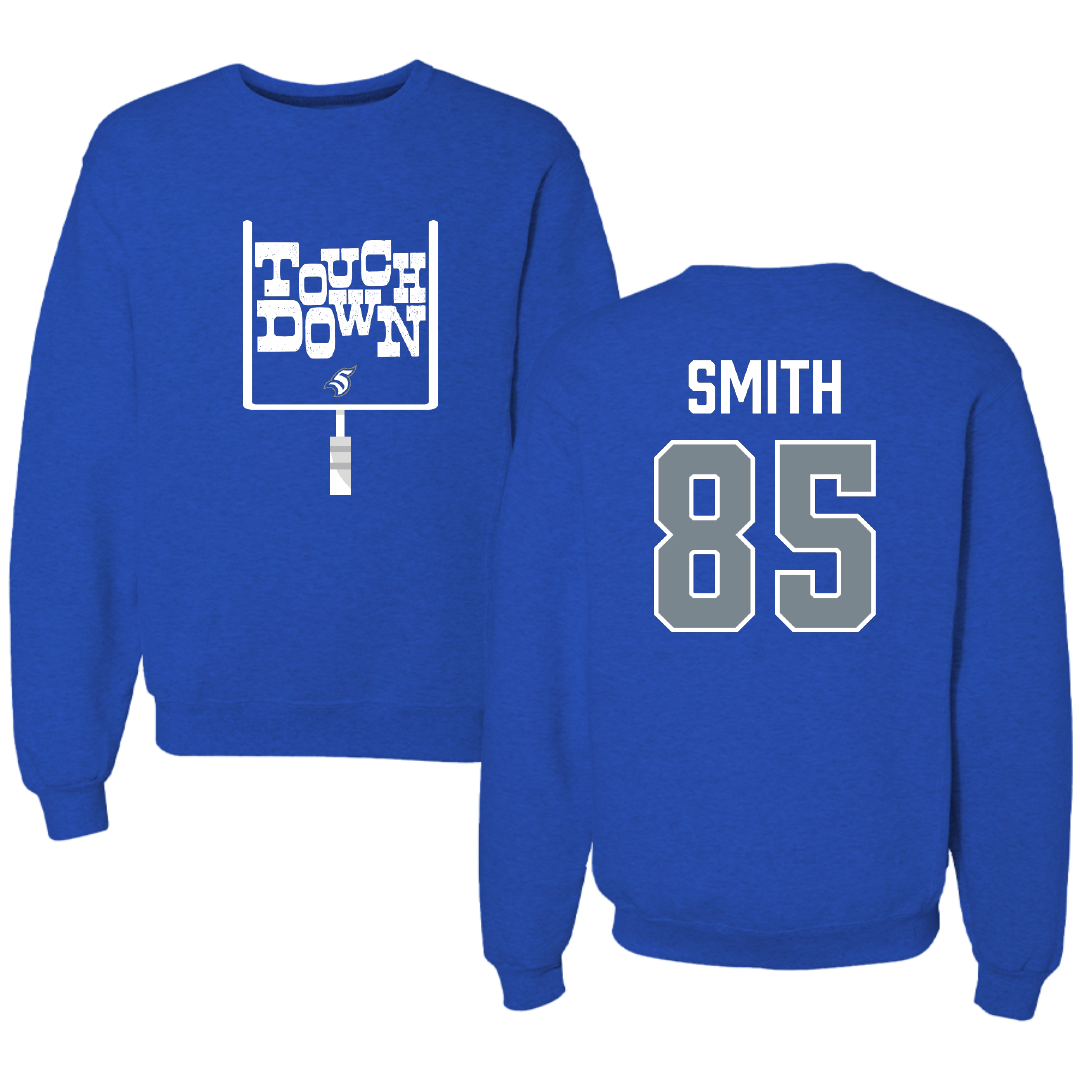 Thomas More University Football Blue Touchdown Crewneck - #85 Kolton Smith