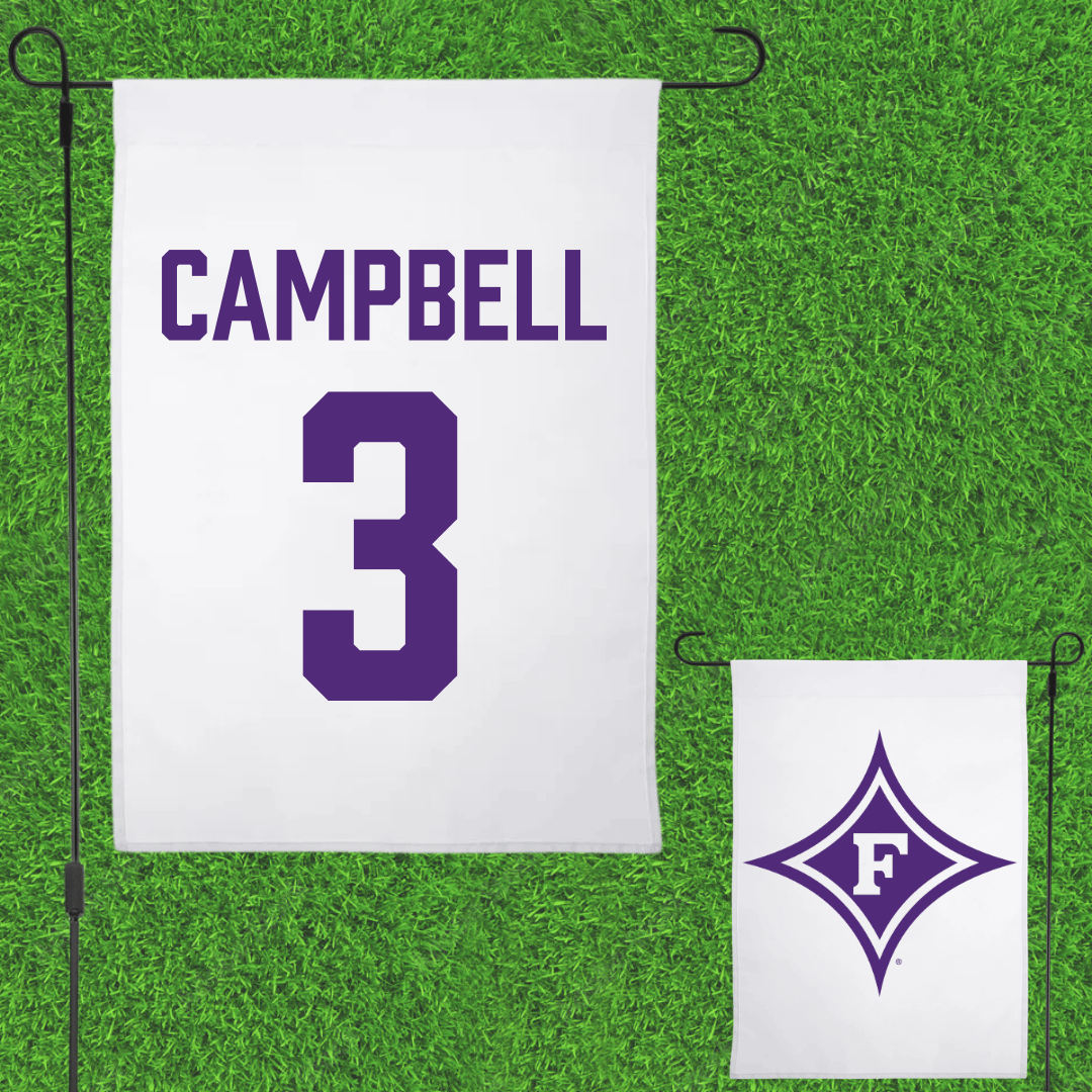 Furman University Soccer (M) White Garden Flag - #3 Thomas Campbell