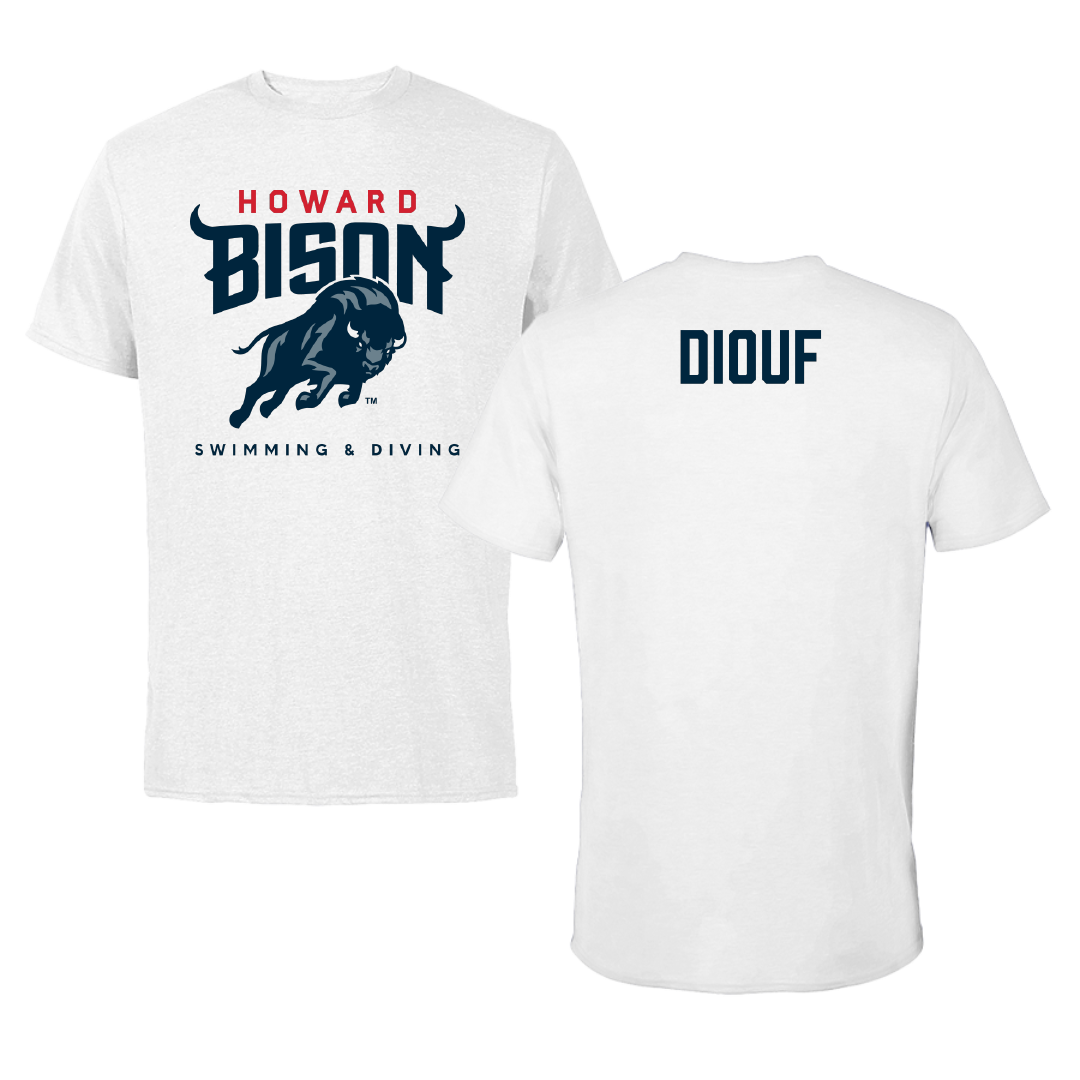 Howard University Swimming & Diving White Performance Tee - Ibrahima Diouf