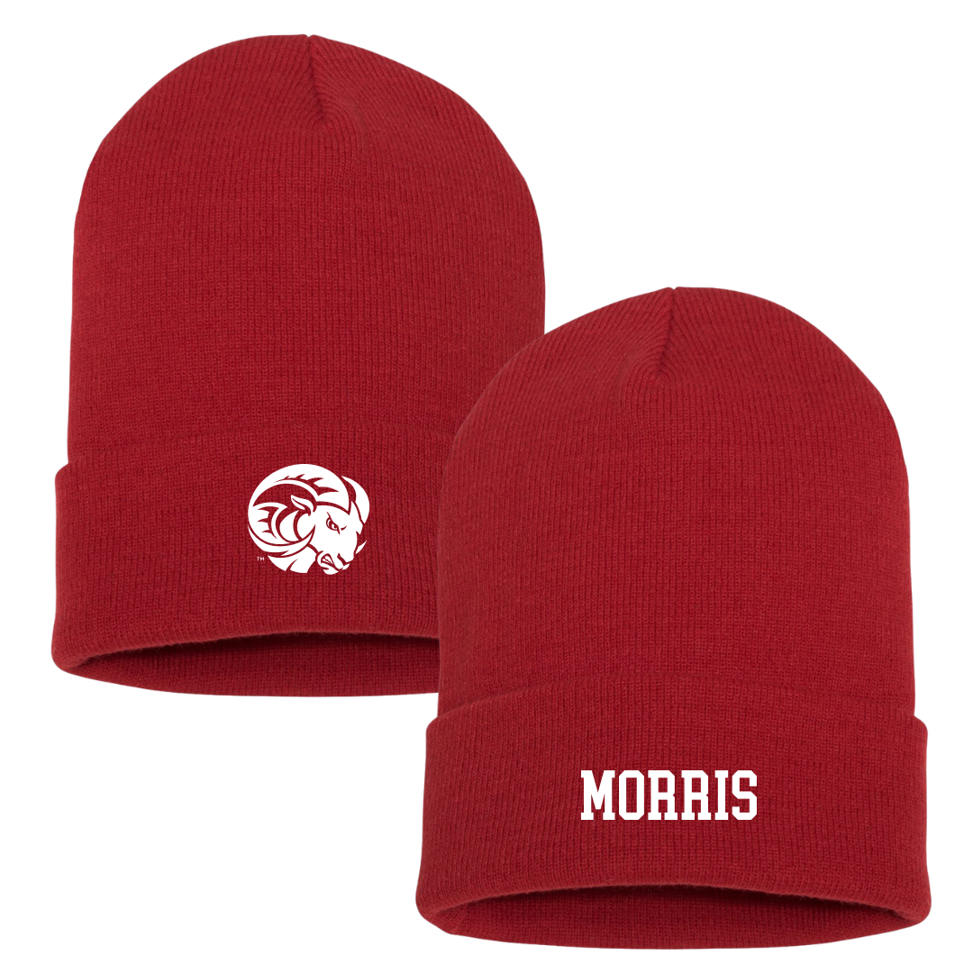 Winston-Salem State University Football Red Beanie - #98 Noah Morris