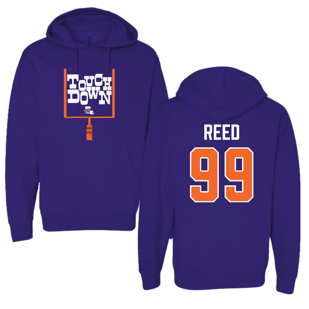 Northwestern State University Football Purple Touchdown Hoodie - #99 Ke’Shawn Reed