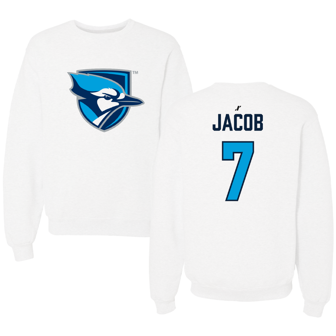 Elmhurst University Lacrosse (W) White Crewneck - #7 Hannah Jacob