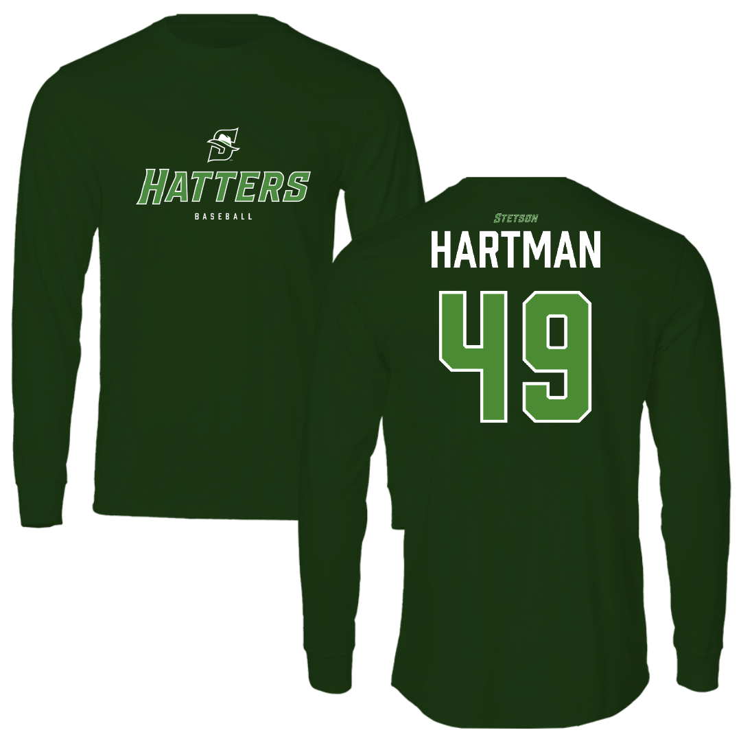 Stetson University Baseball Forest Green Performance Long Sleeve - #49 Trace Hartman