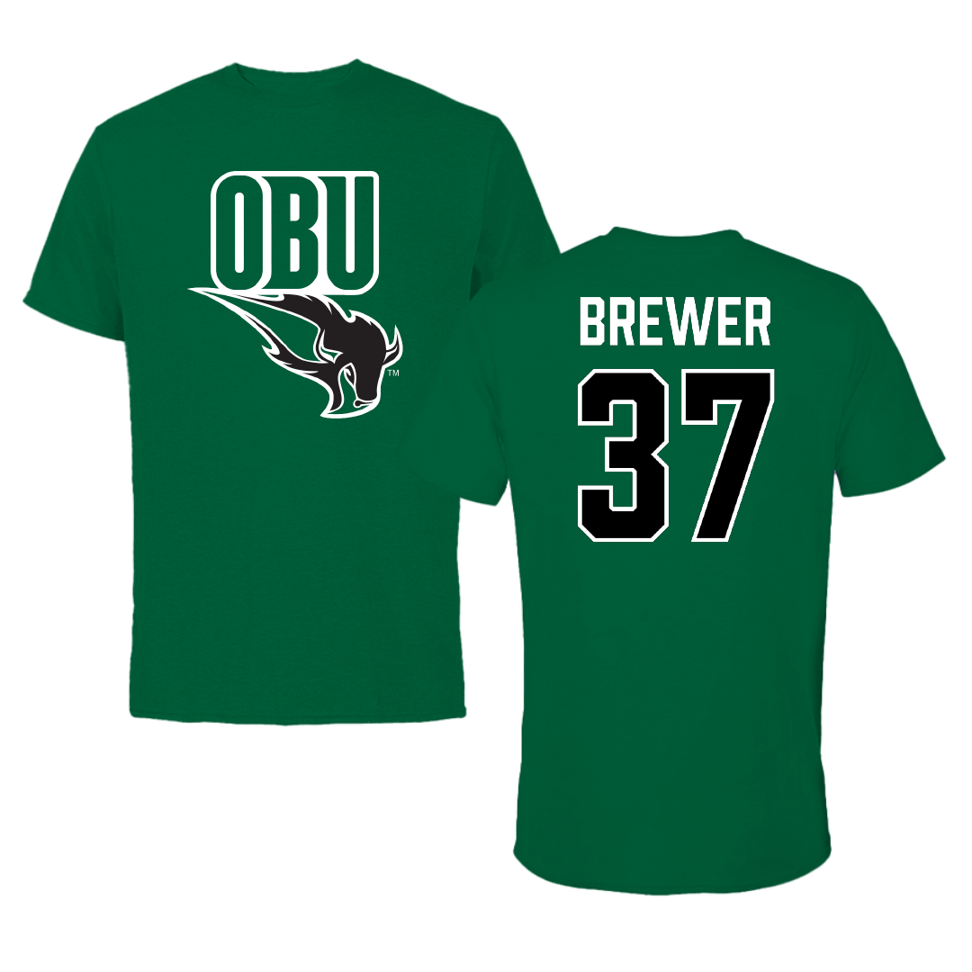 Oklahoma Baptist University Football Green Tee - #37 Brady Brewer
