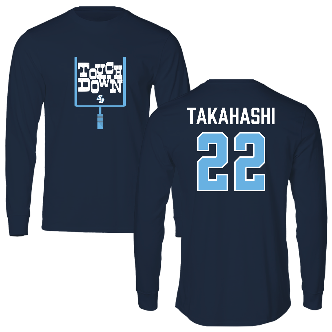 University of San Diego Football Navy Touchdown Long Sleeve - #22 Yosei Takahashi