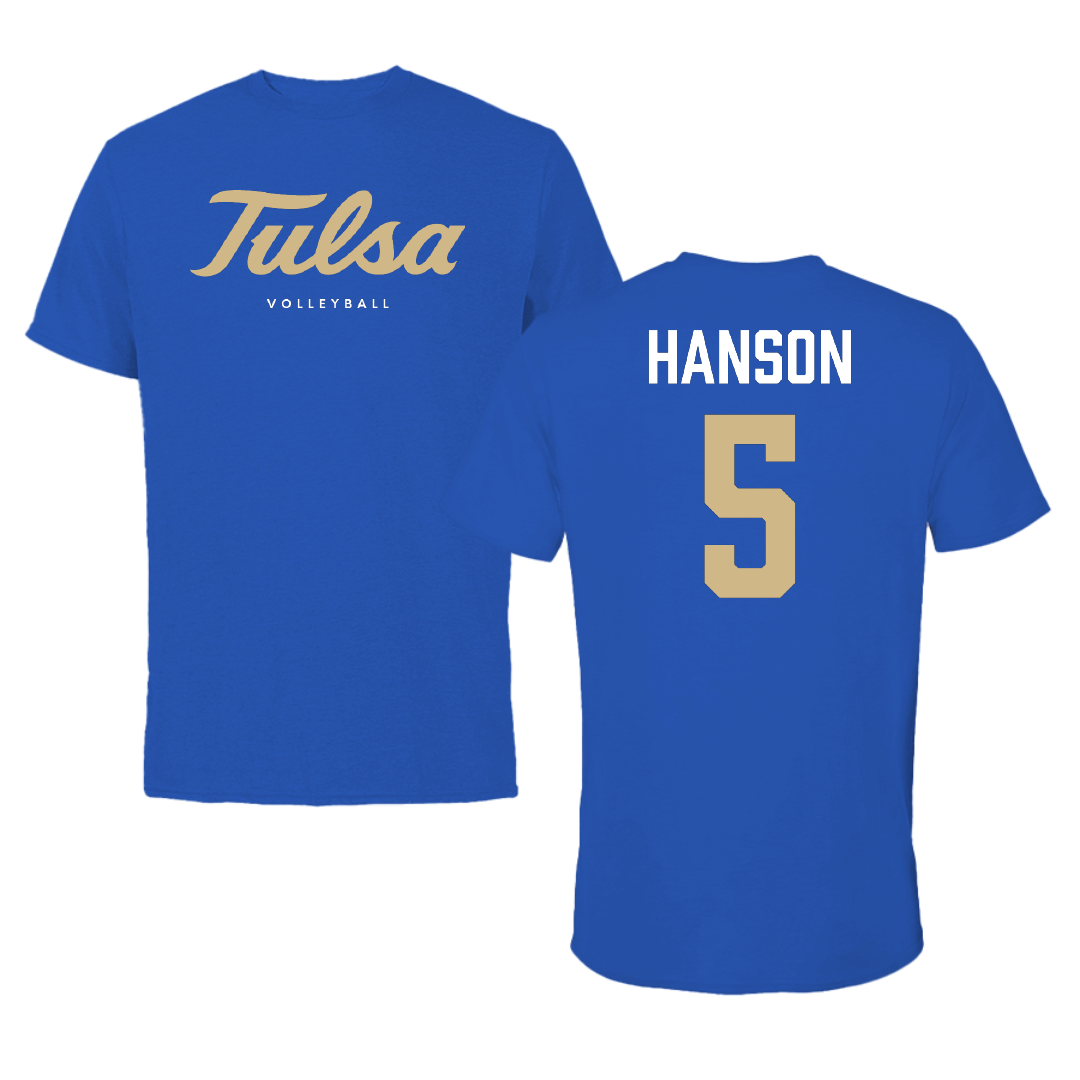 The University of Tulsa Volleyball (W) Blue Performance Tee - #5 Jill Hanson