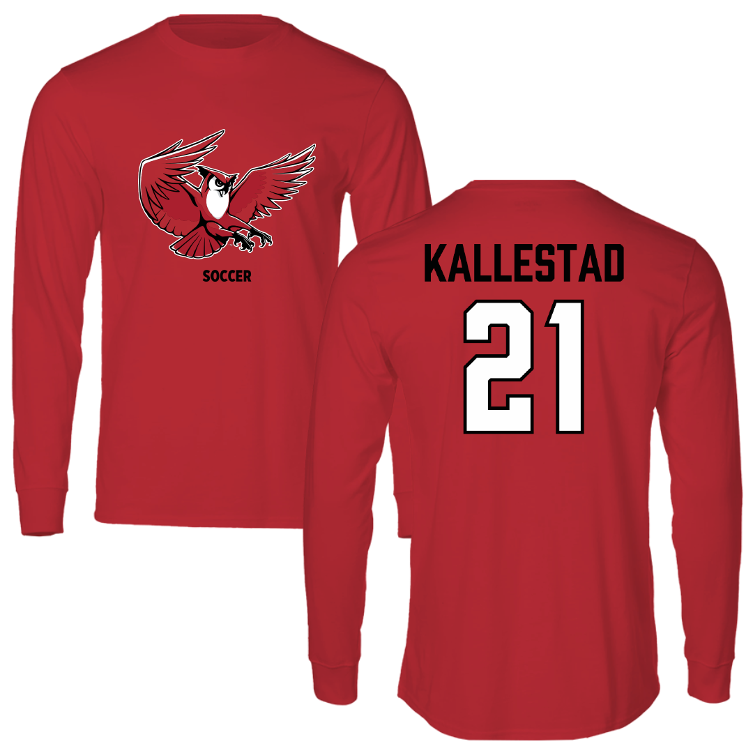 Keene State College Soccer (M) Red Performance Long Sleeve - #21 Stephen Kallestad