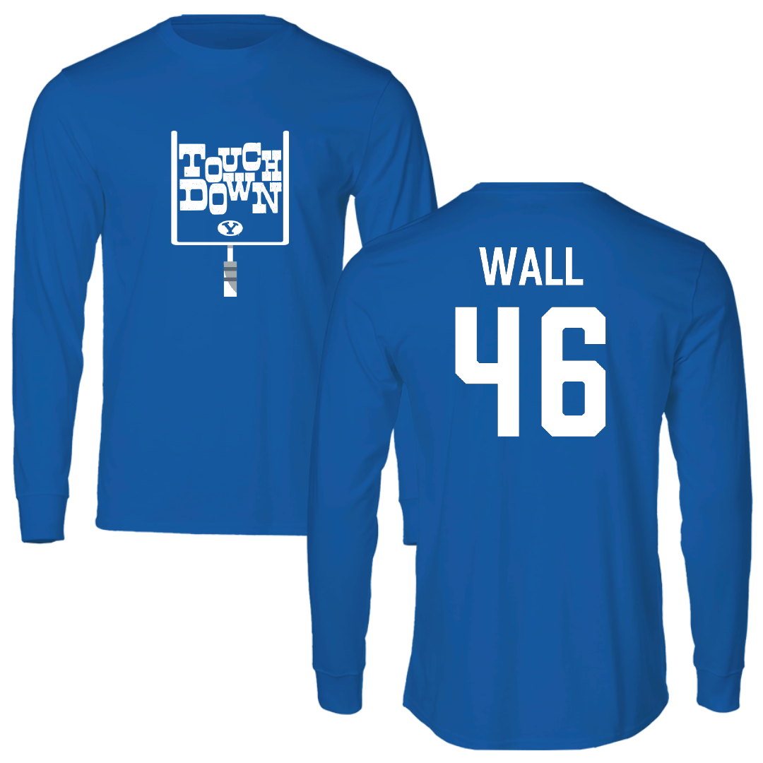 Brigham Young University Football Blue Touchdown Long Sleeve - #46 Kendal Wall