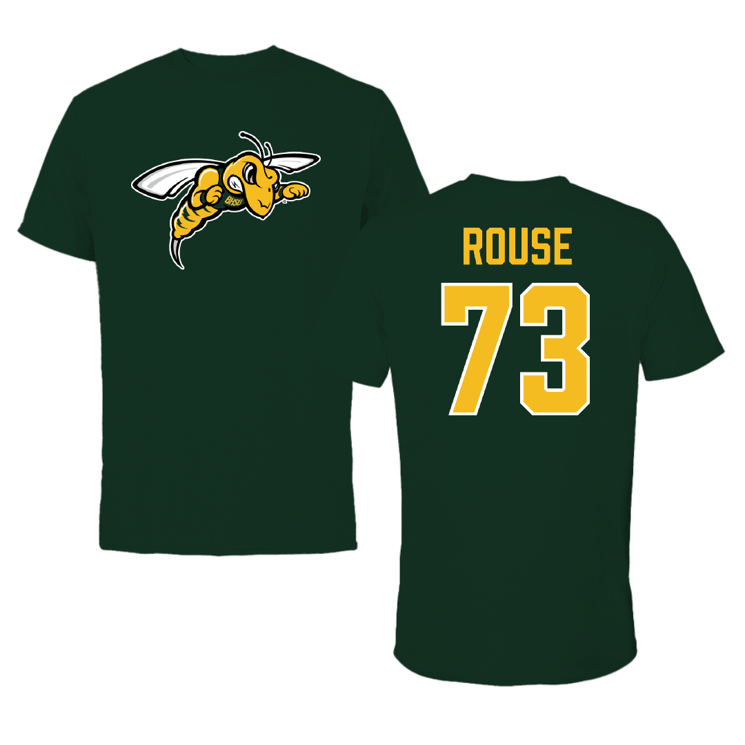 Black Hills State University Football Forest Green Performance Tee - #73 Jayson Rouse