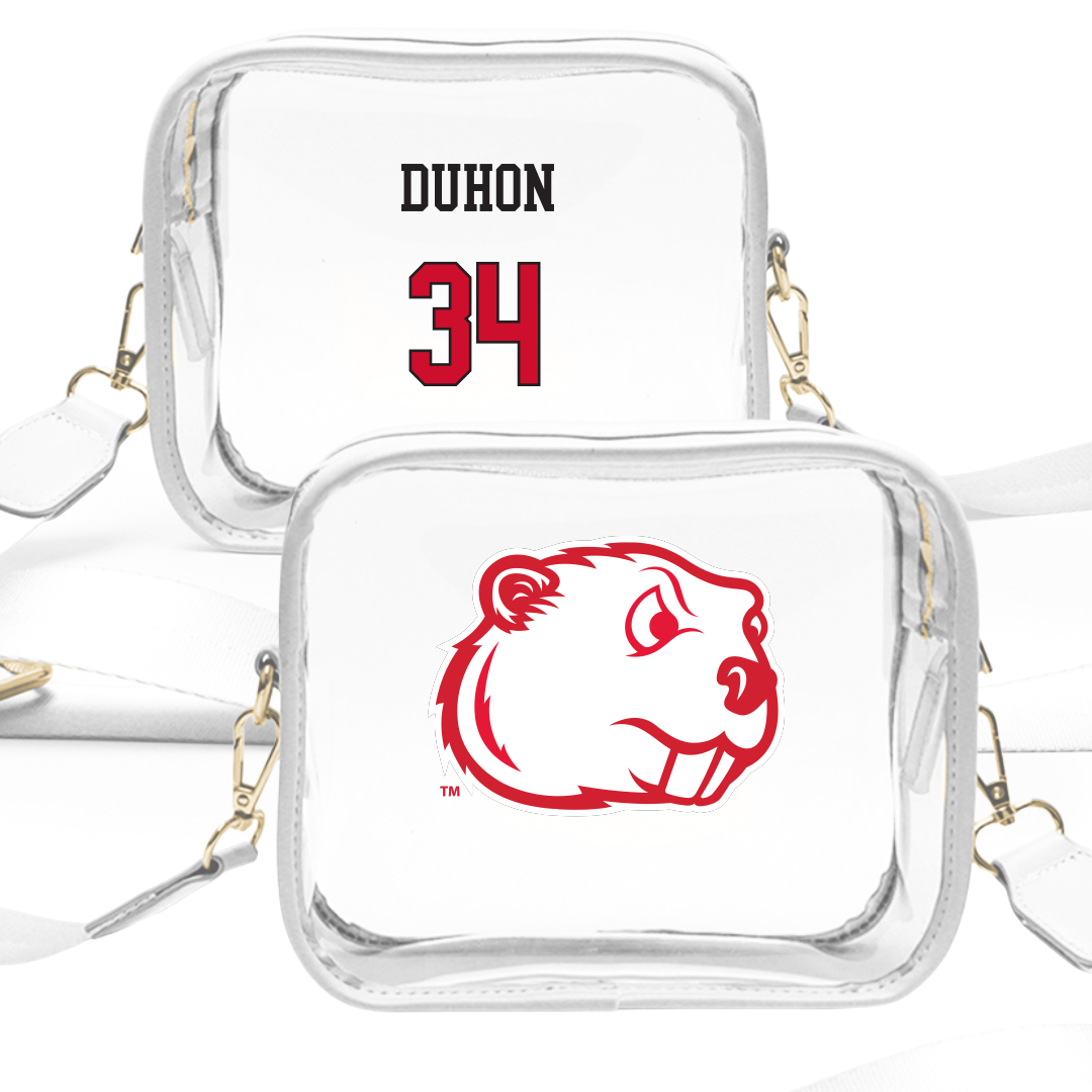 Minot State University Football White Clear Stadium Bag - #34 Dylan Duhon