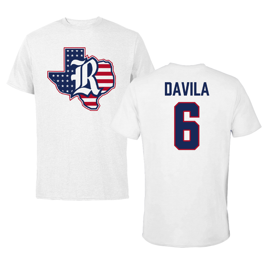 Rice University Baseball White Tee - #6 Landis Davila