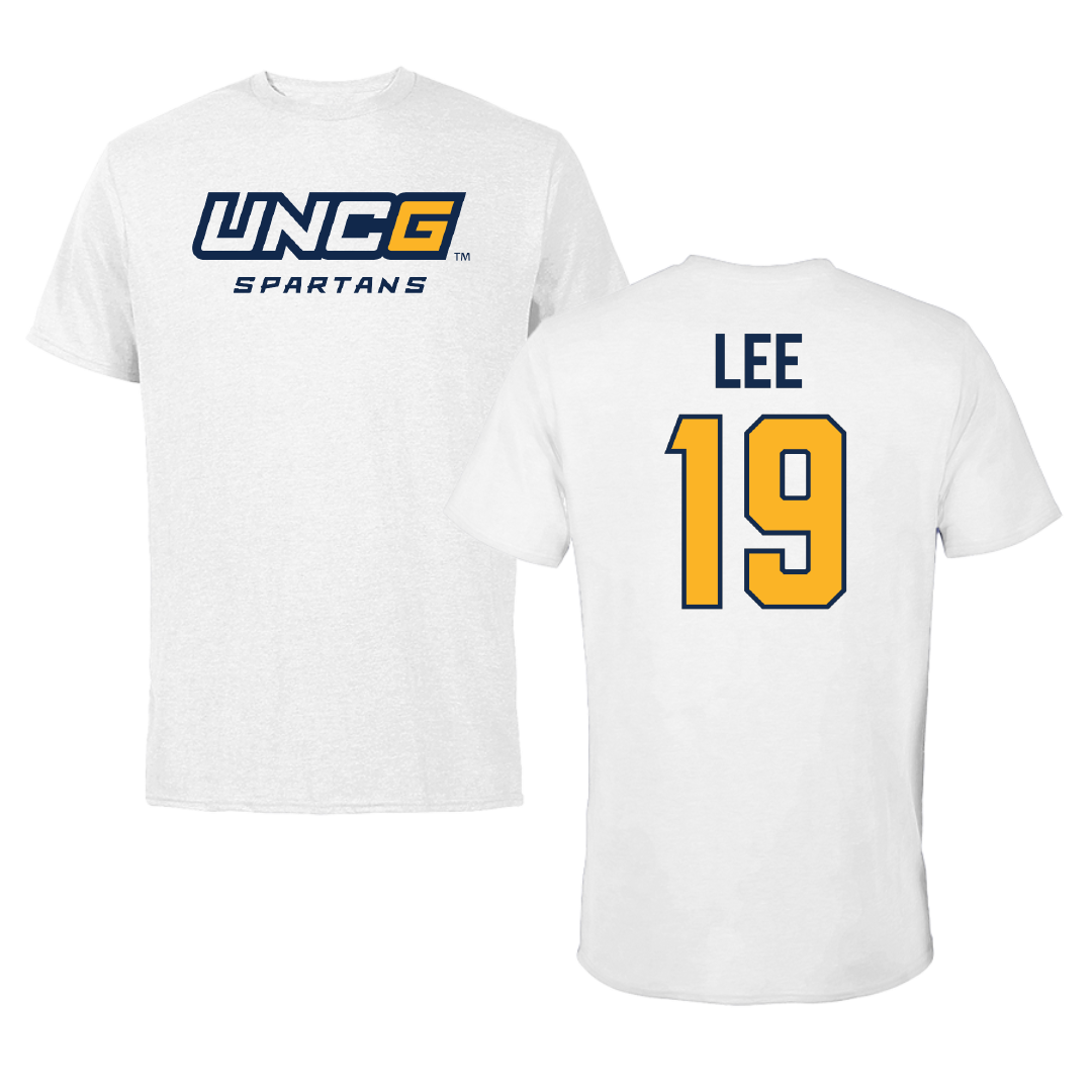 UNC Greensboro Baseball White Tee - #19 Cannon Lee