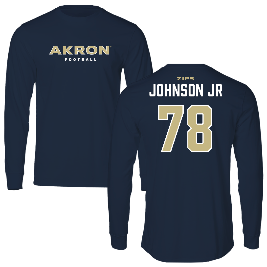 University of Akron Football Navy Long Sleeve - #78 DJ Johnson Jr
