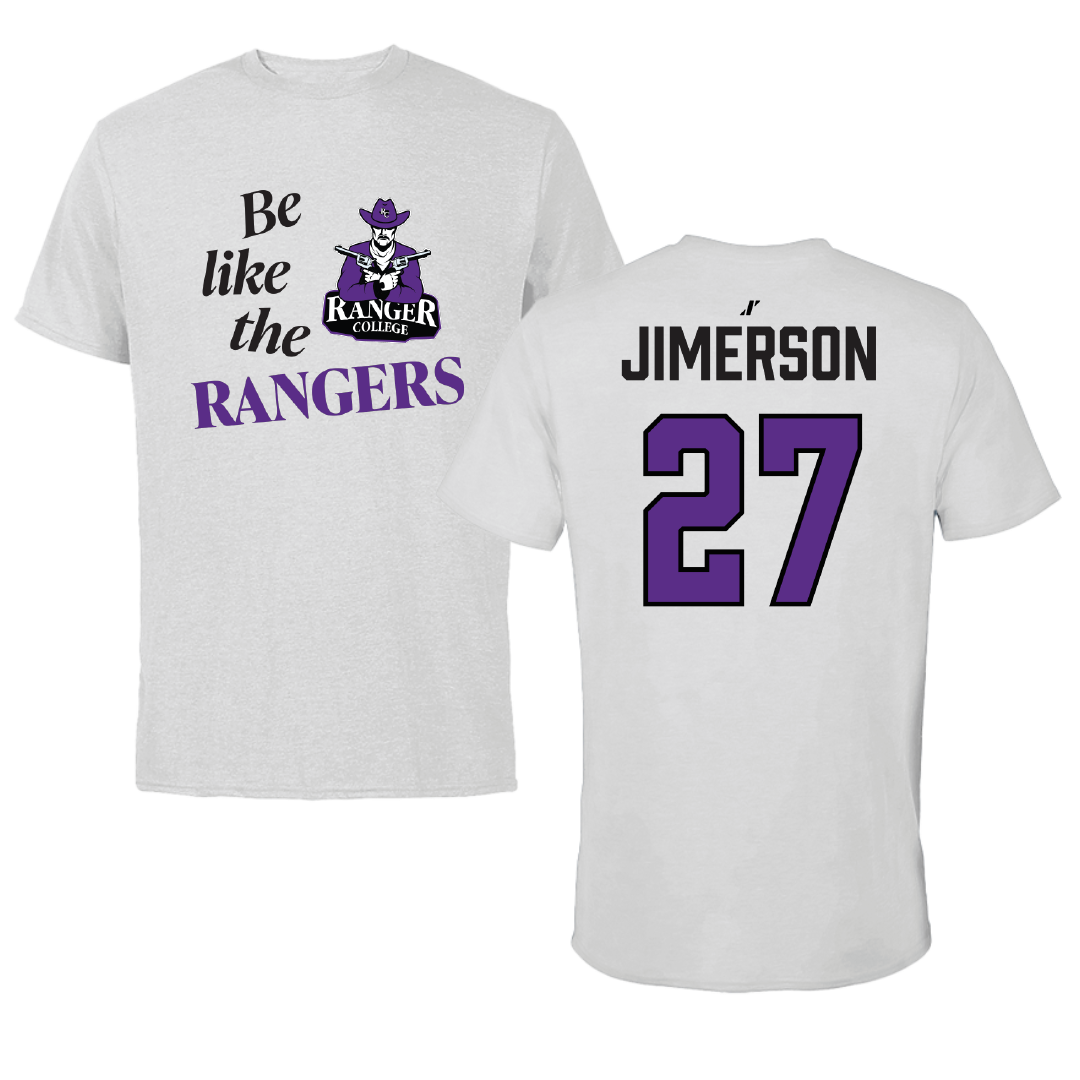 Ranger College Baseball Light Gray Be Like Us Tee - #27 CJ Jimerson