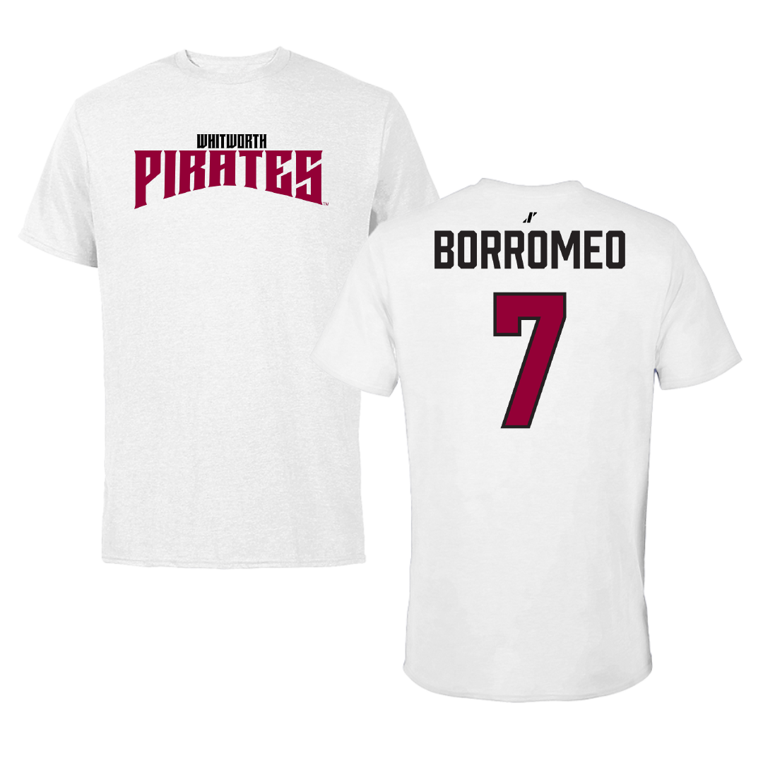 Whitworth University Soccer White Classic Performance Tee - #7 Ralph Borromeo