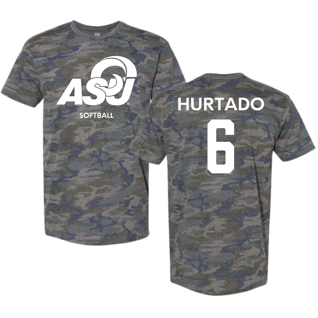 Angelo State University Softball Vintage Camo Tee - #6 Penelope Hurtado
