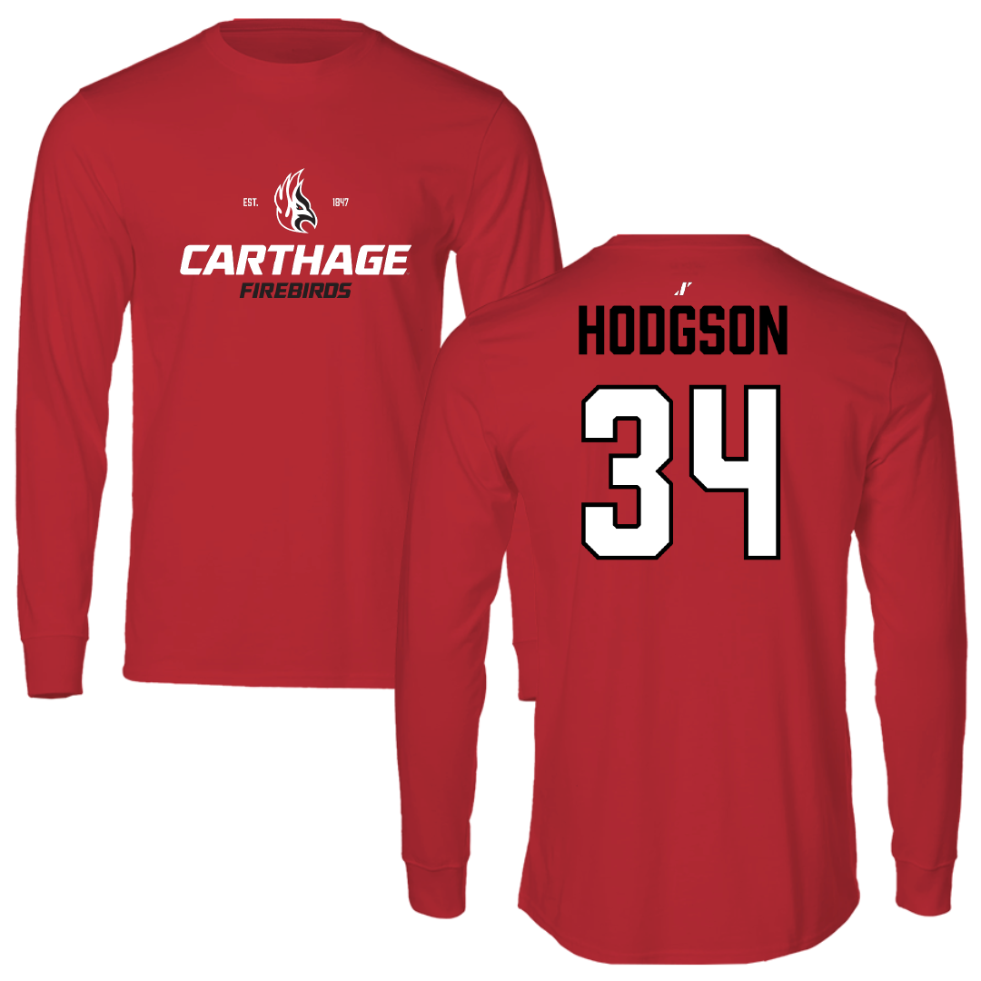 Carthage College Basketball (M) Red General Performance Long Sleeve - #34 Hayden Hodgson