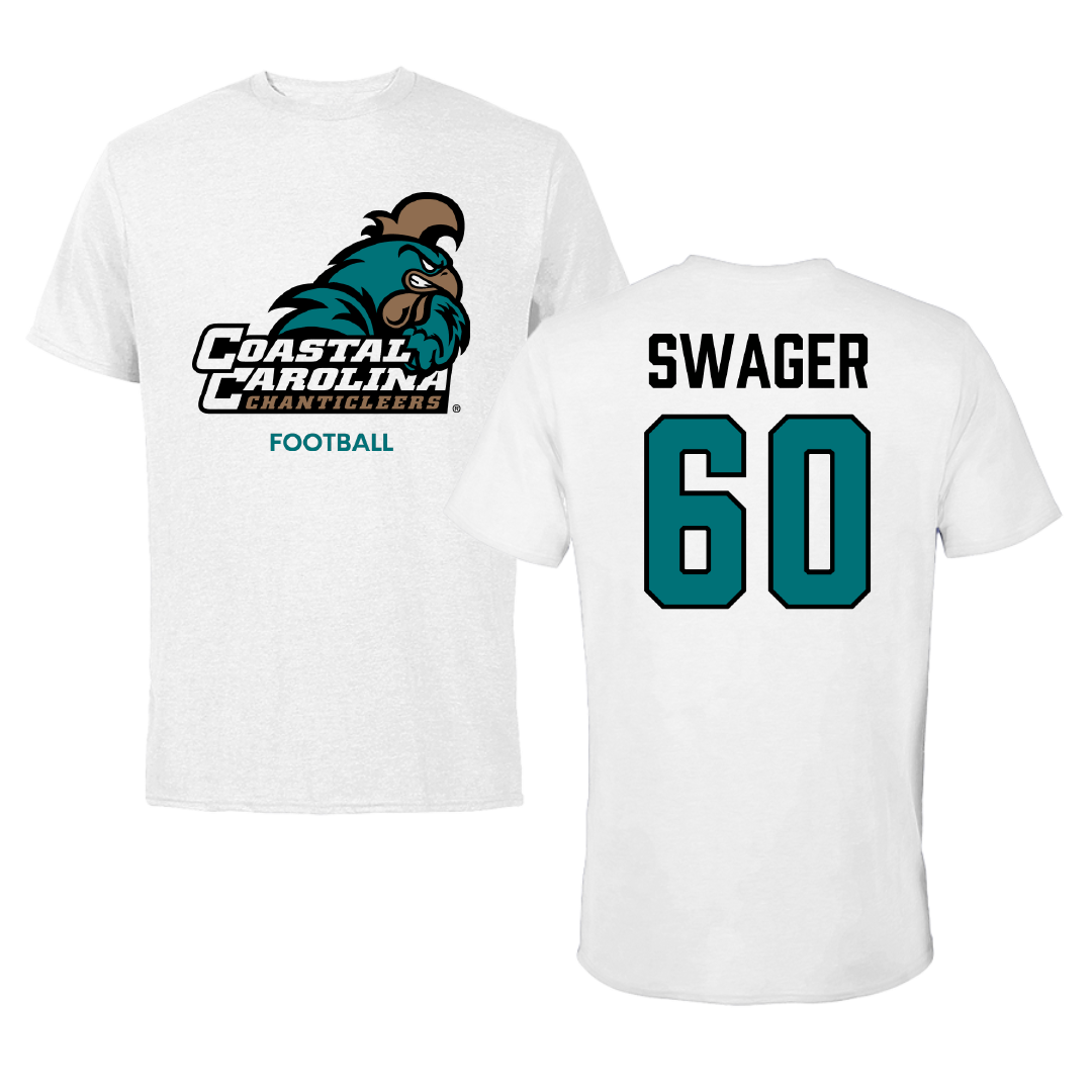 Coastal Carolina University Football White Tee - #60 Mike Swager