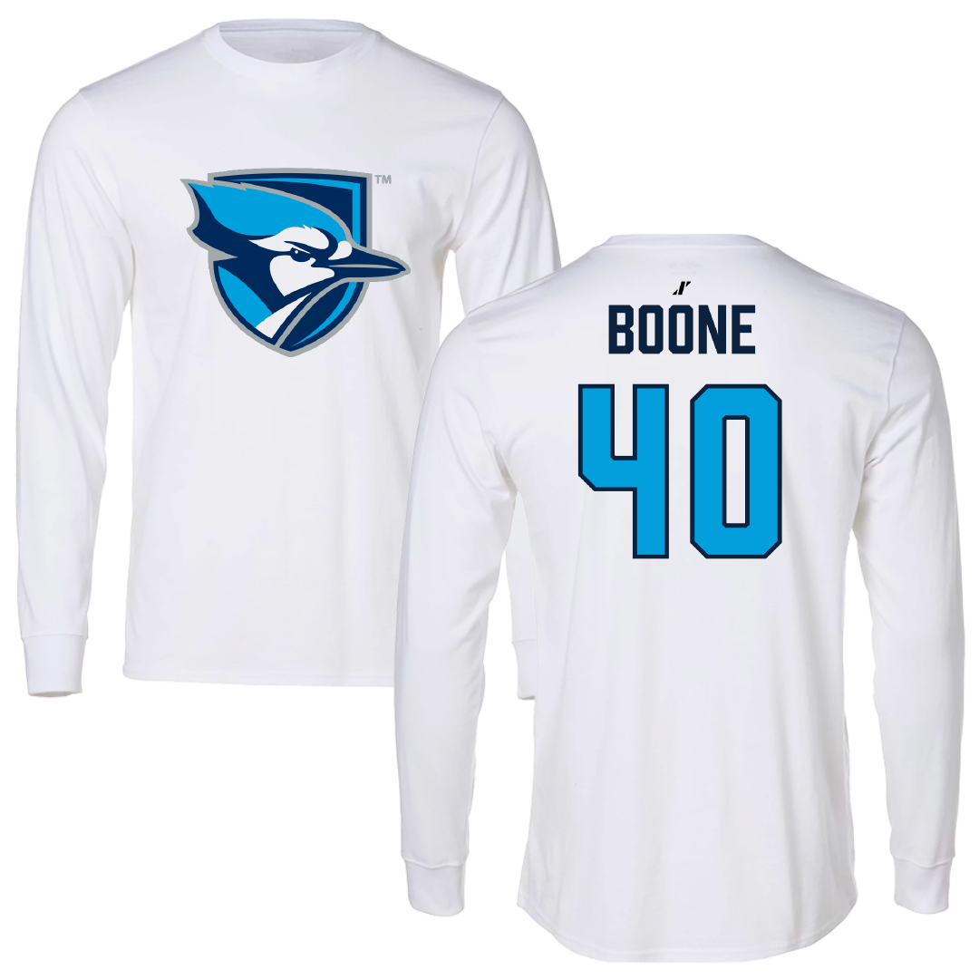 Elmhurst University Basketball White Performance Long Sleeve - #40 Aidyn Boone
