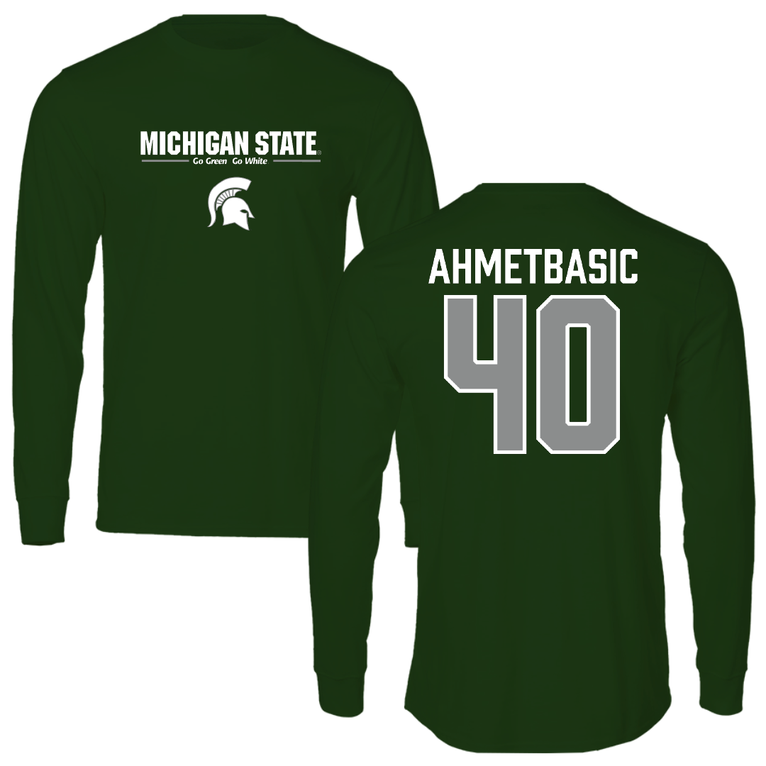 Michigan State University Football Forest Green General Long Sleeve - #40 Tarik Ahmetbasic