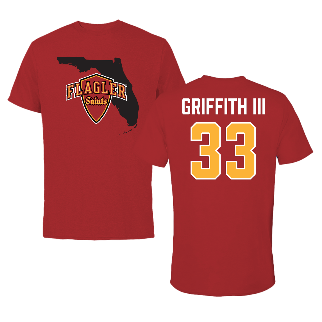 Flagler College Lacrosse Canvas Red State Tee - #33 Gordon Griffith III