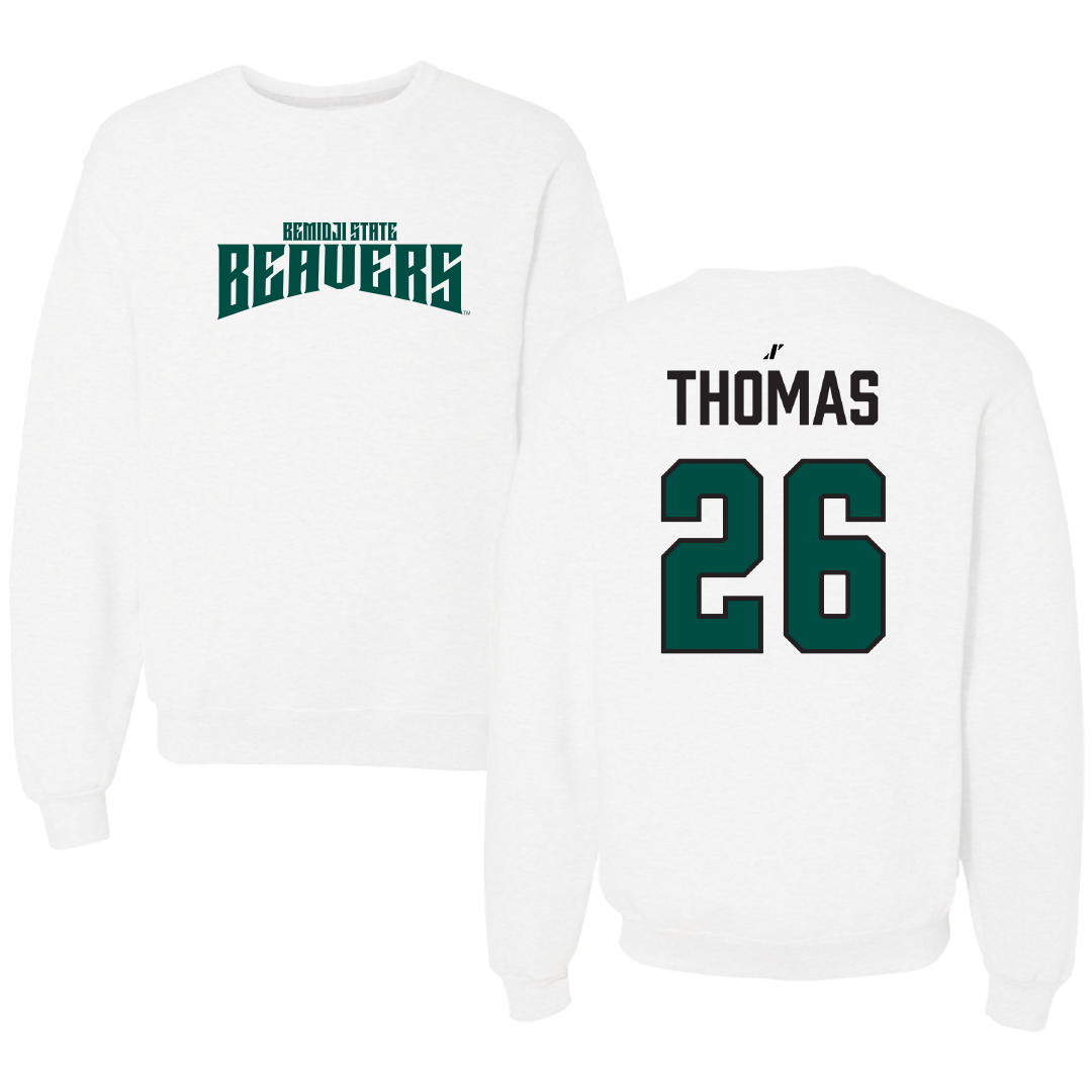 Bemidji State University Football White Classic Crewneck - #26 Tyrell Thomas