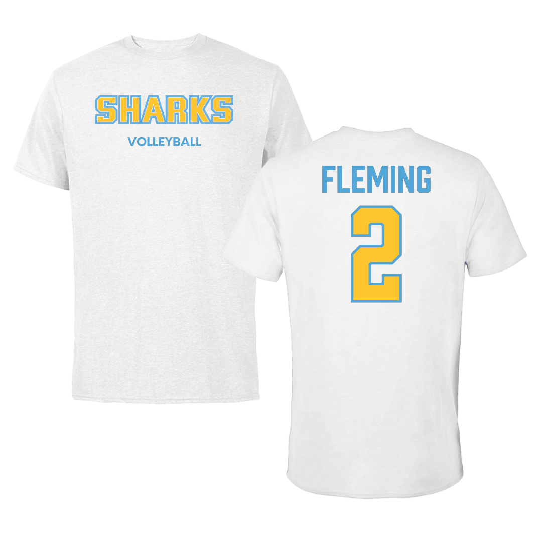 Long Island University Volleyball (M) White Sharks Tee - #2 Troy Fleming