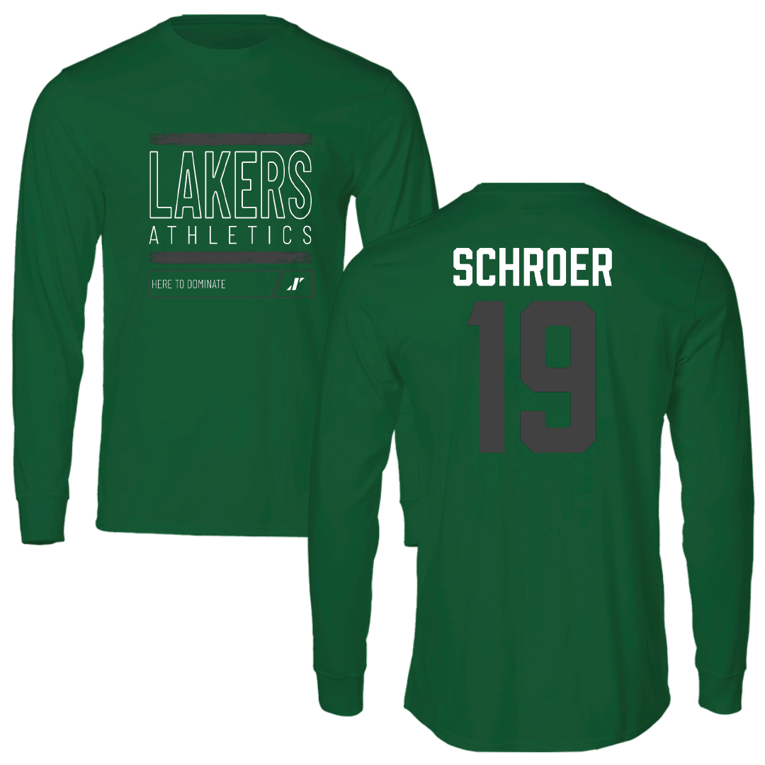 Roosevelt University Baseball Green Dominate Long Sleeve - #19 Kevin Schroer