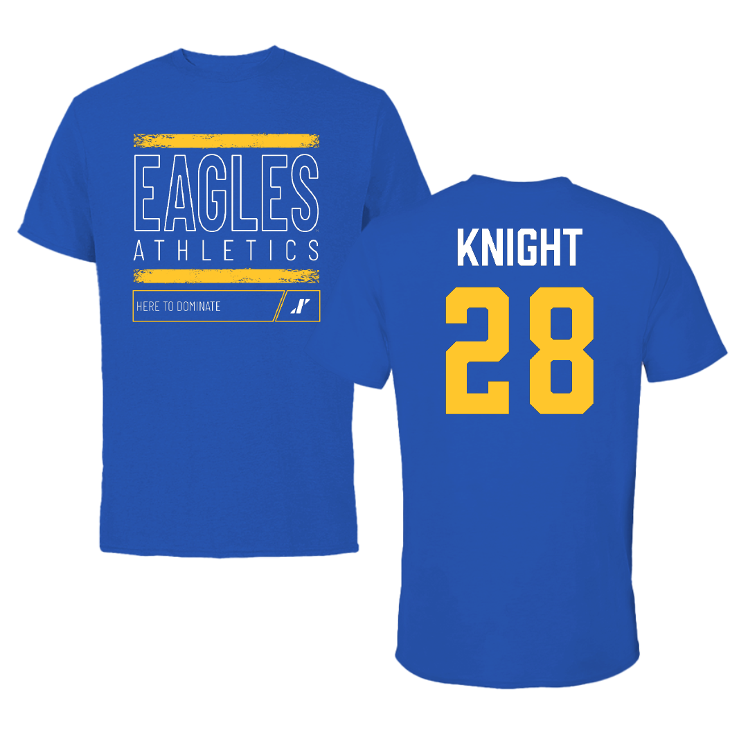 Williams Baptist University Baseball Blue Dominate Tee - #28 Owen Knight